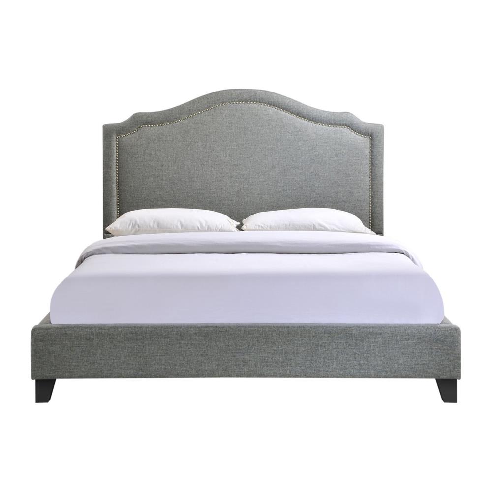  MOD-5045-GRY-SET Gray Linen Queen Wood Upholstered Bed