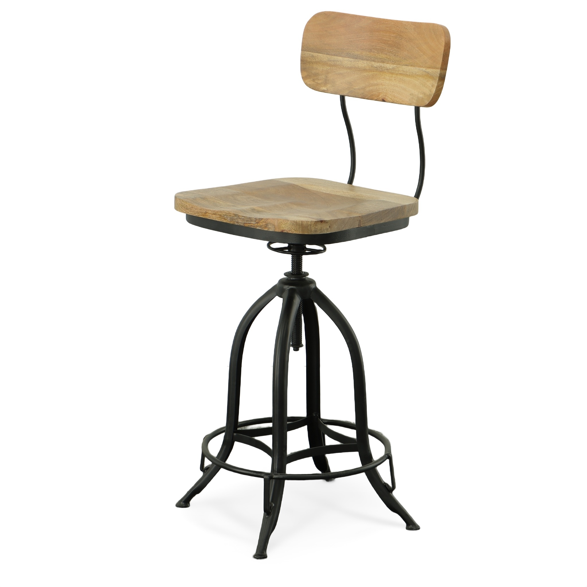 Carolina Cottage 1624WBNMNGTBK Chestnut/Black 38.25-Inches H Tall Square seat Swivel Metal Bar Stool