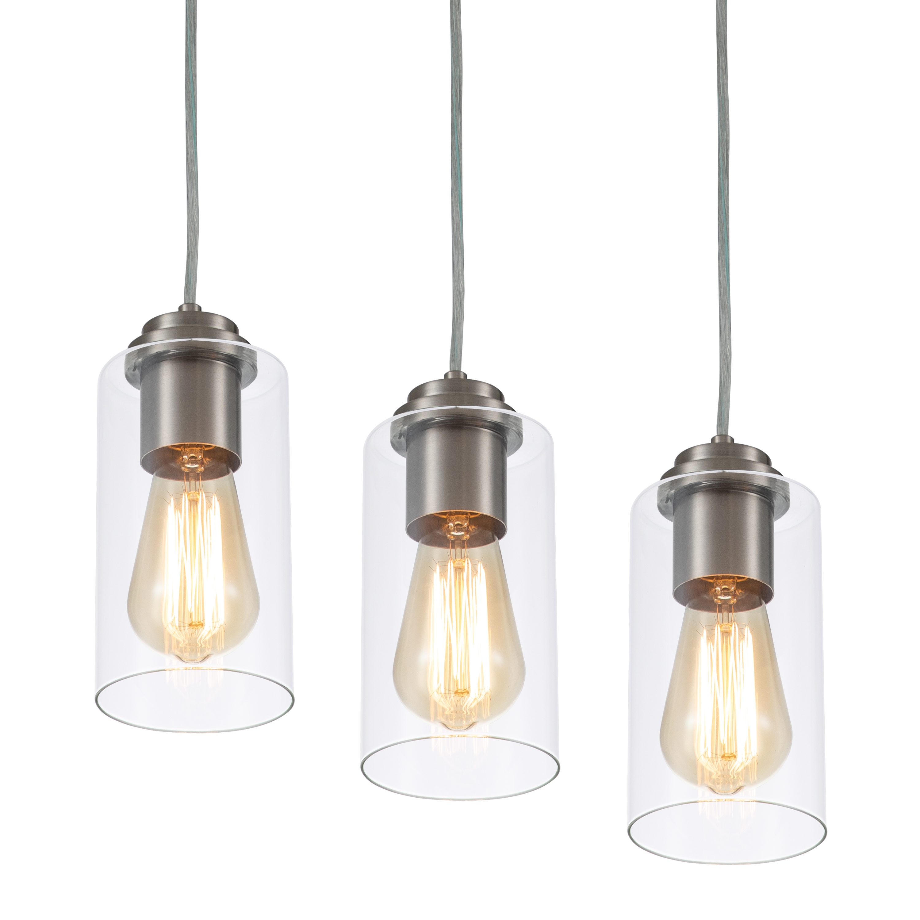Satin Nickel Mini Pendant Light with Clear Glass Shade