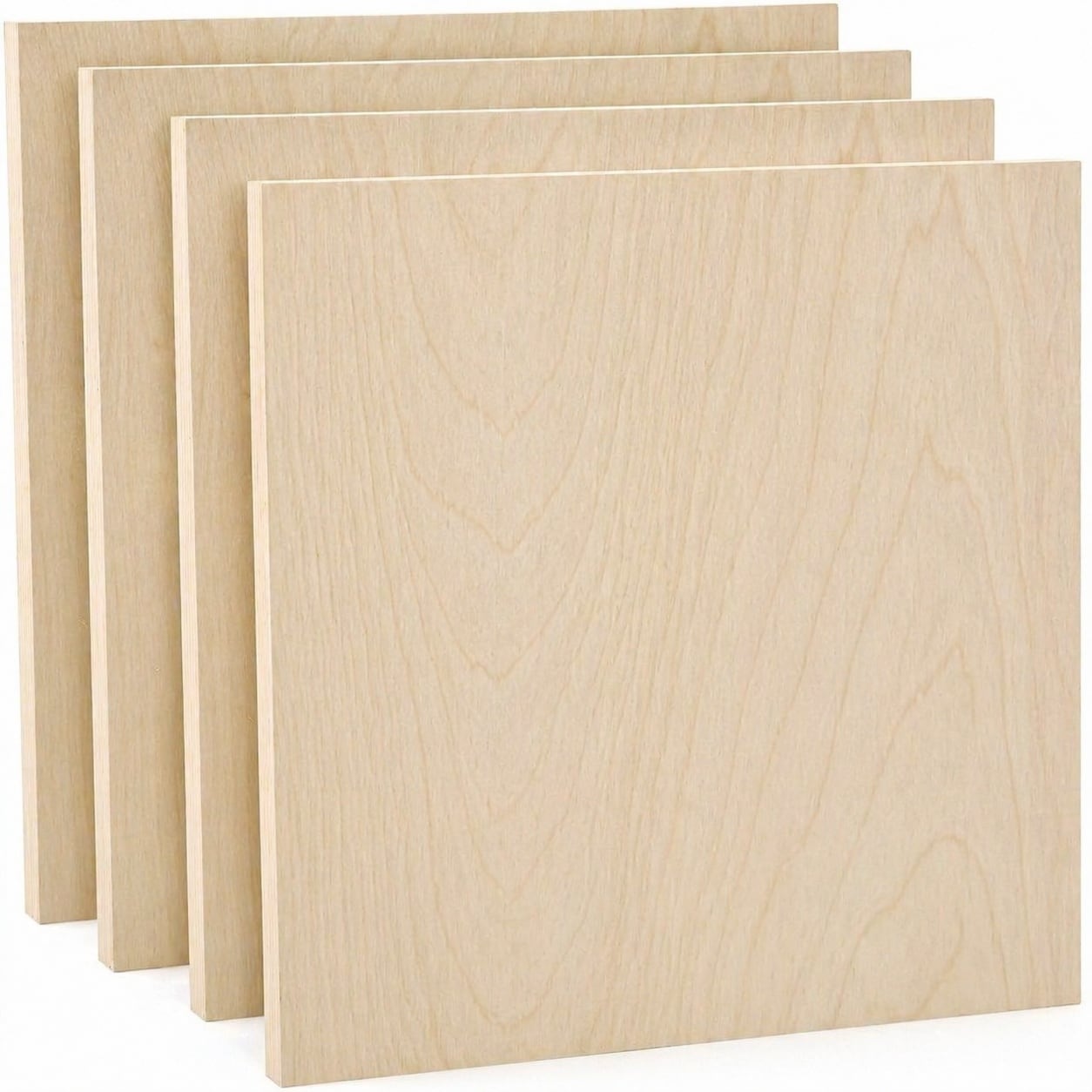 Etokfoks  4 Pack 12x12 in Unfinished Birch Wood Canvas Panels for Painting Pouring Collage and Crafts