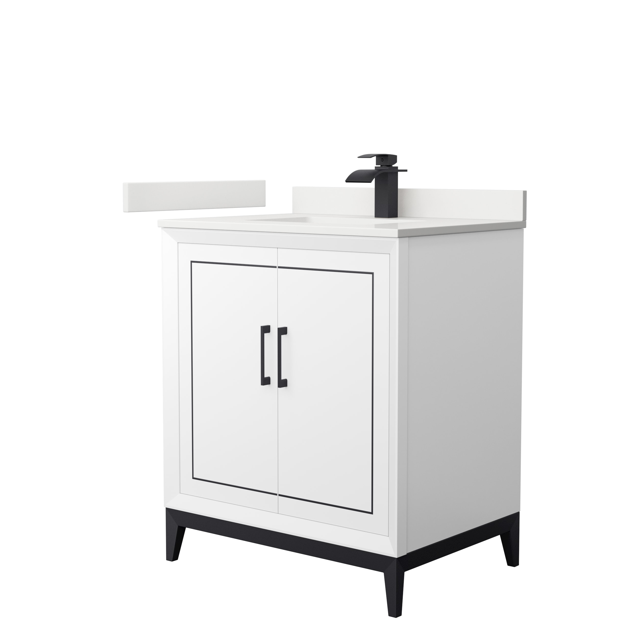 Wyndham Collection WCH515130SWBWQUNSMXX Marlena 30-in White Undermount Single Sink Bathroom Vanity with White Quartz Top