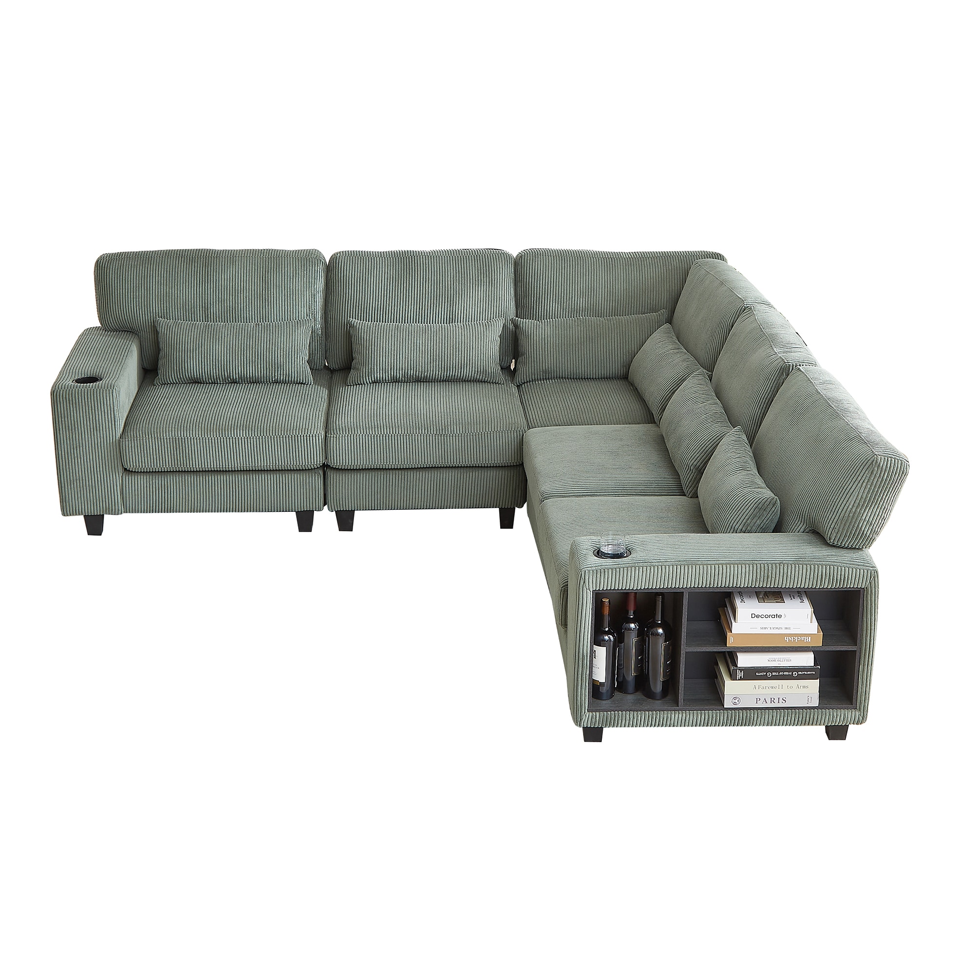 SINOFURN SYA020312GY 102.8-in Modern Green 5 -seater Sectional