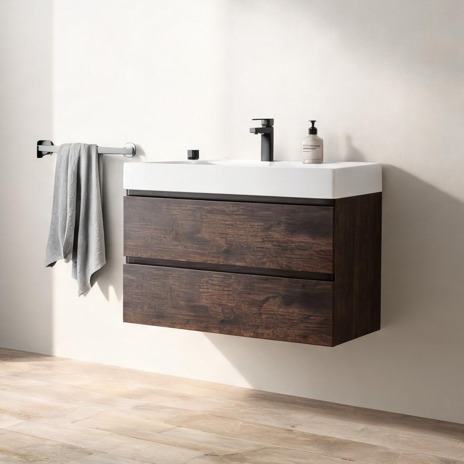 BBabe Bathroom Vanity with As Pic and 36 in Wall Mount 36 Inch 2 Drawers Storage