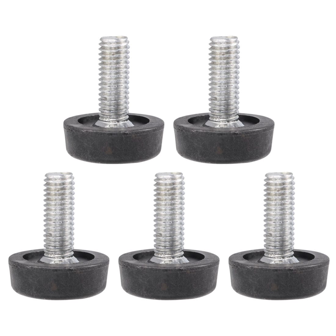 Unique Bargains - 5pcs Screw on Type Furniture Leveling Foot Adjuster Black M8 x 20mm