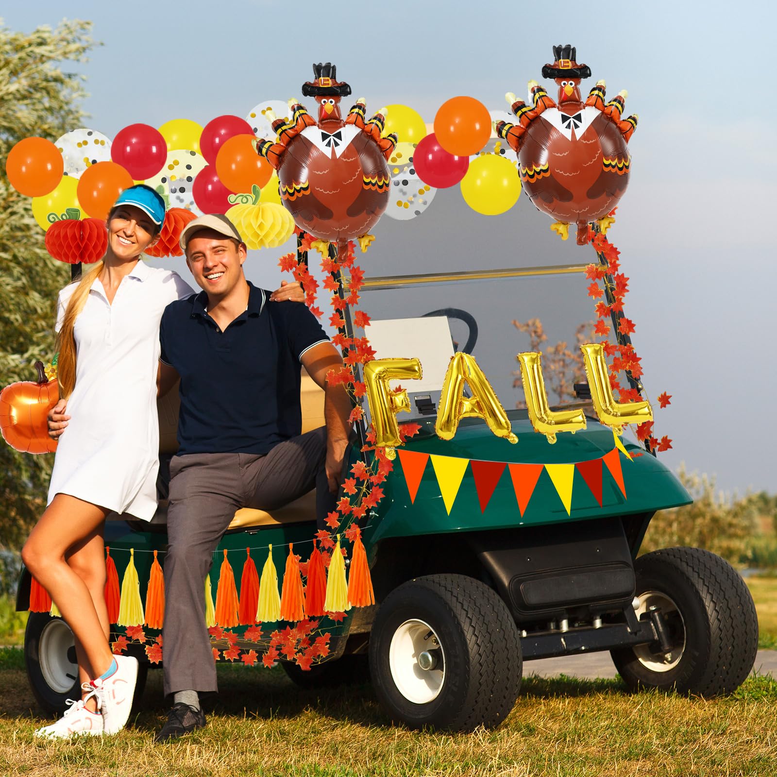 KIWDZFU Fall 87 Piece Thanksgiving Golf Cart Decorations Kit Pumpkin ...