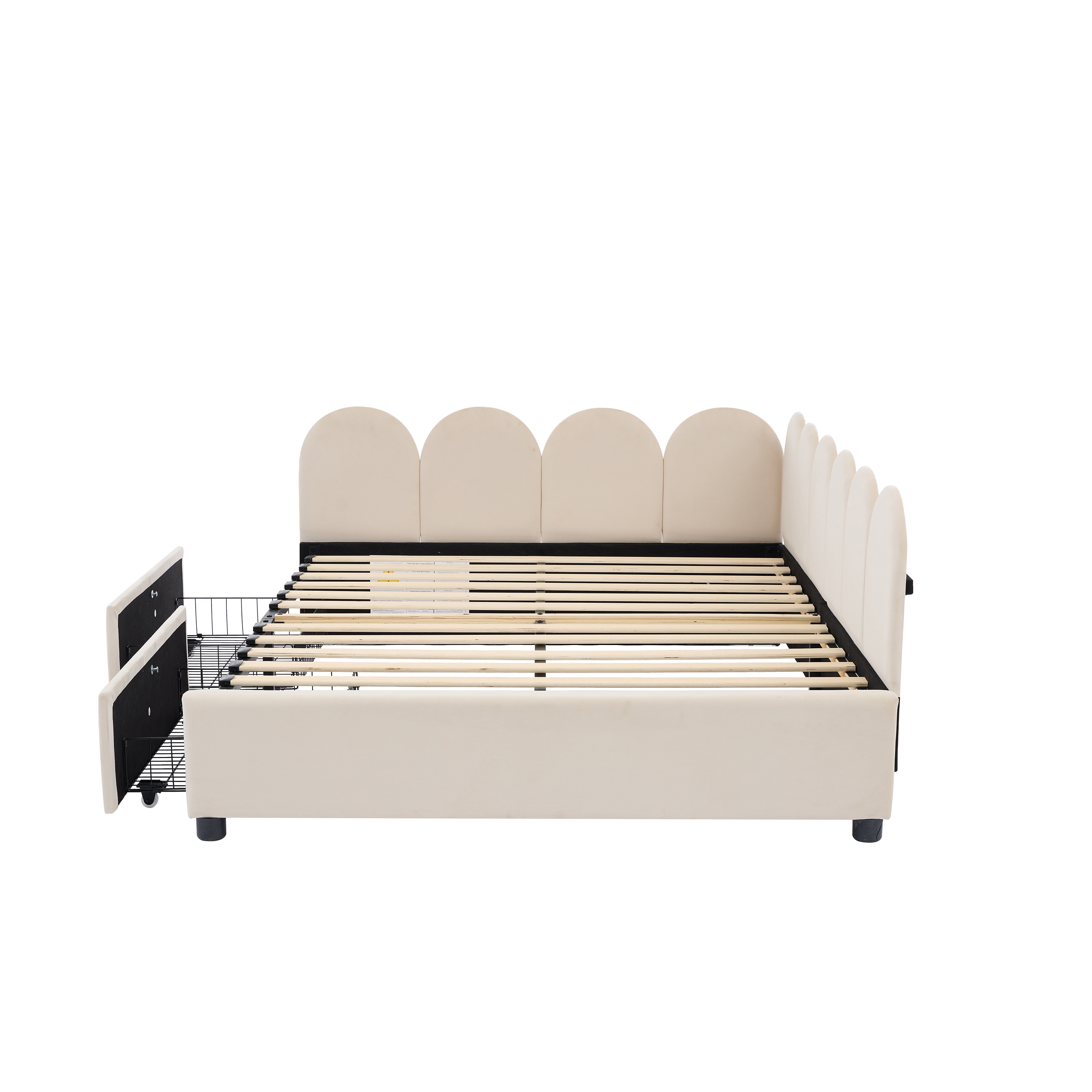 Damerin BD-A26 Beige Full Wood Bed frame Bed