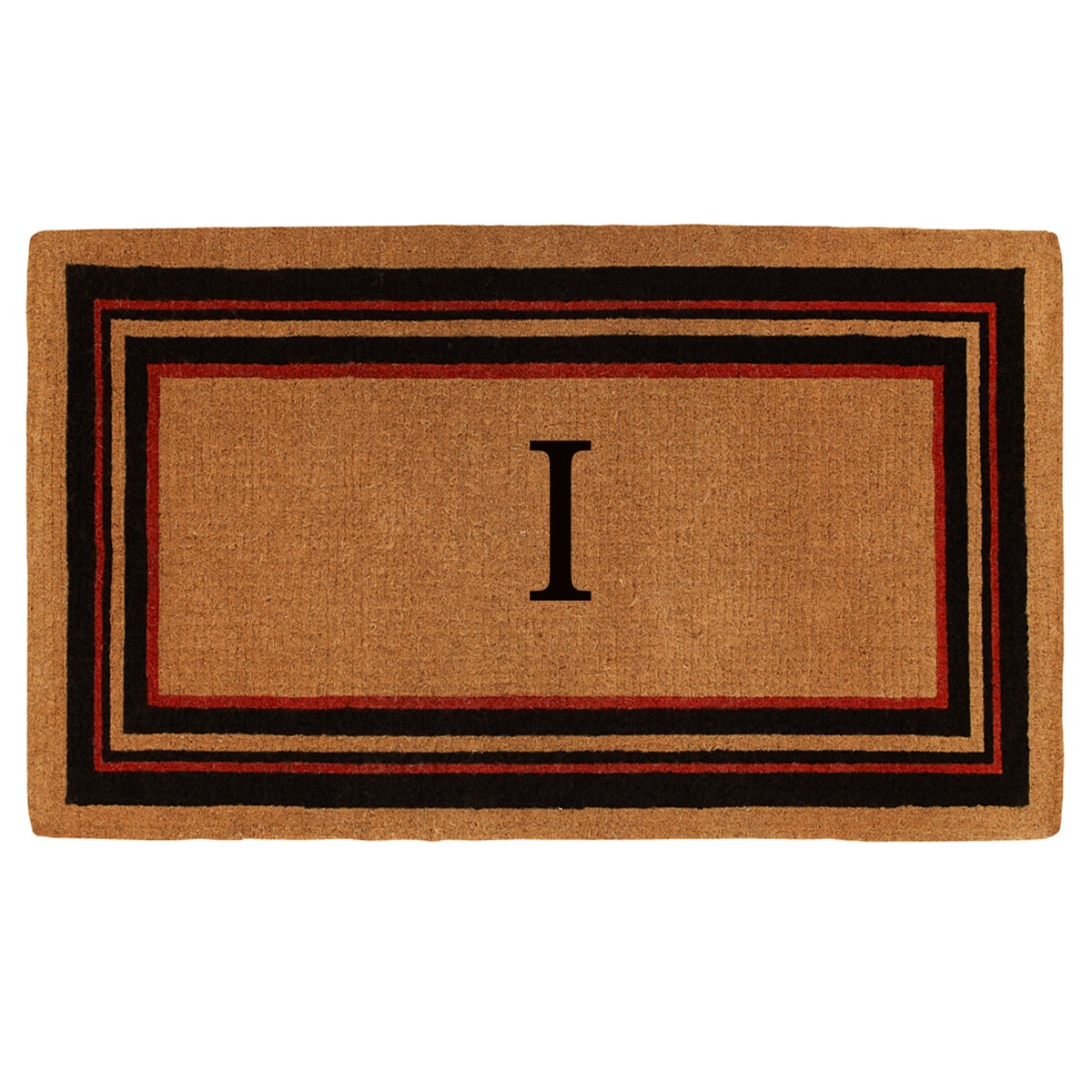 Callowaymills 180061830I 2-ft x 3-ft Natural/Black/Red Coir Rectangular Indoor or Outdoor Decorative Door Mat