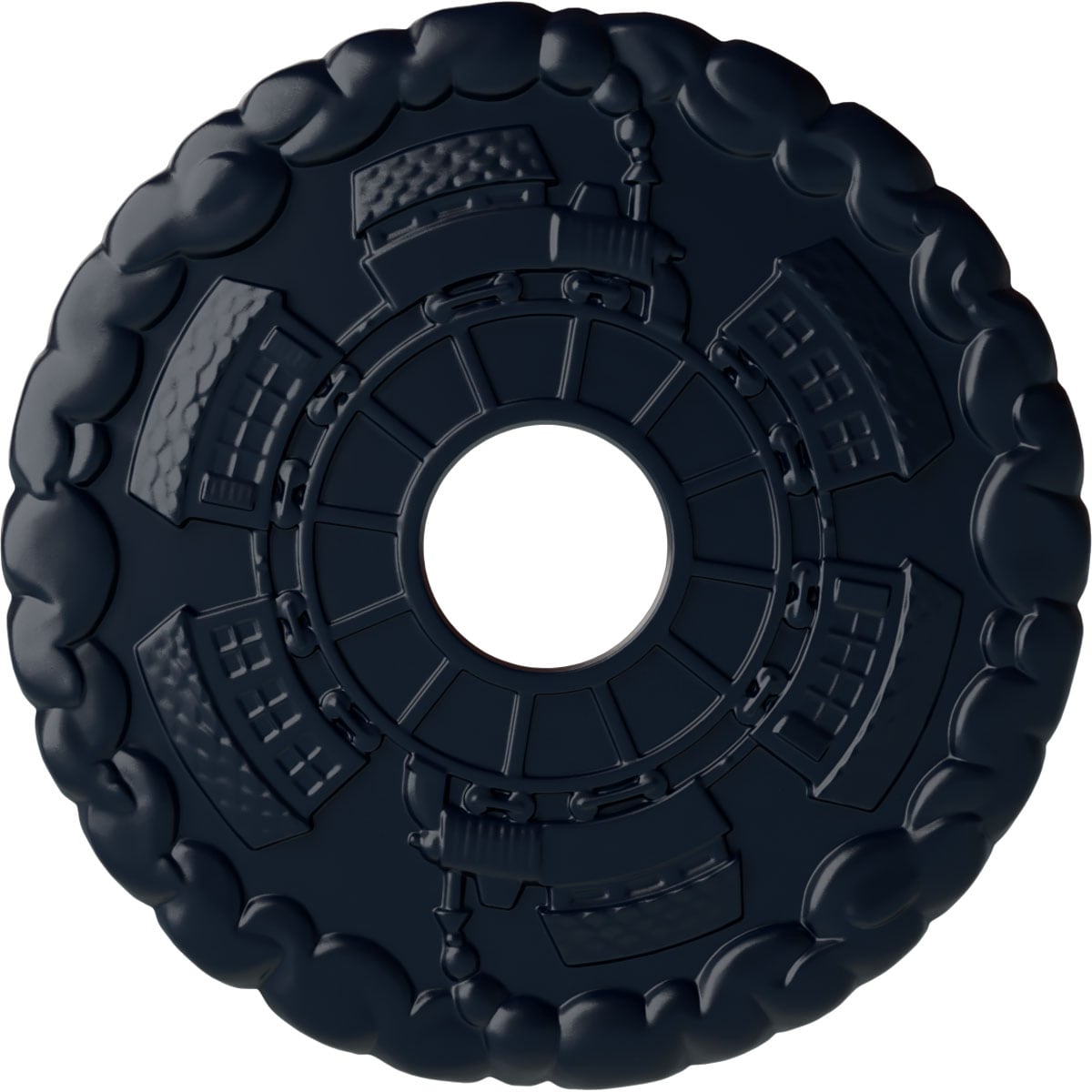 Ekena Millwork CM18KDMDF Kendall Train Station 18.5-in W x 18.5-in L Painted Midnight Dream Polyurethane Whole Ceiling Medallion