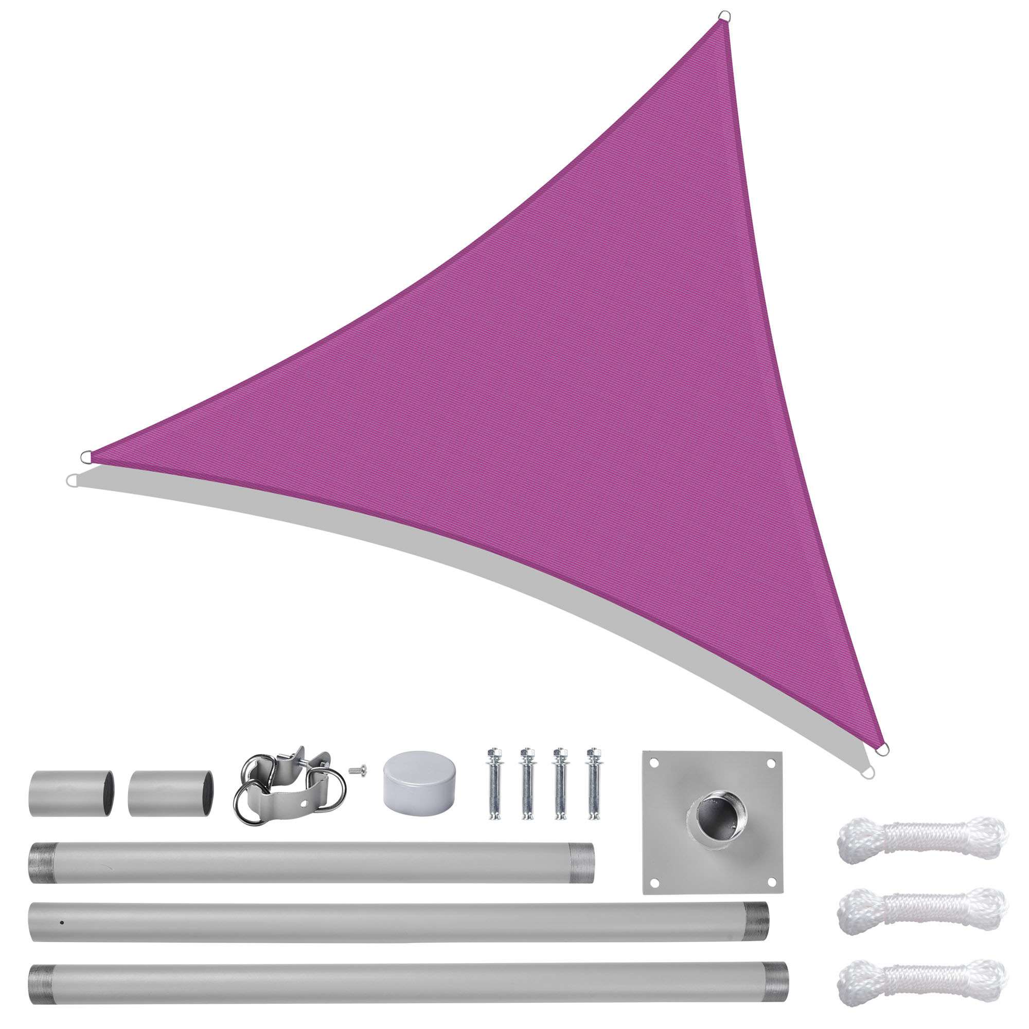 Yescom 07SSSSET012-22-LO 22Ft Triangle Sun Shade Sail Canopy Awning 10Ft Detachable Pole Kit Outdoor