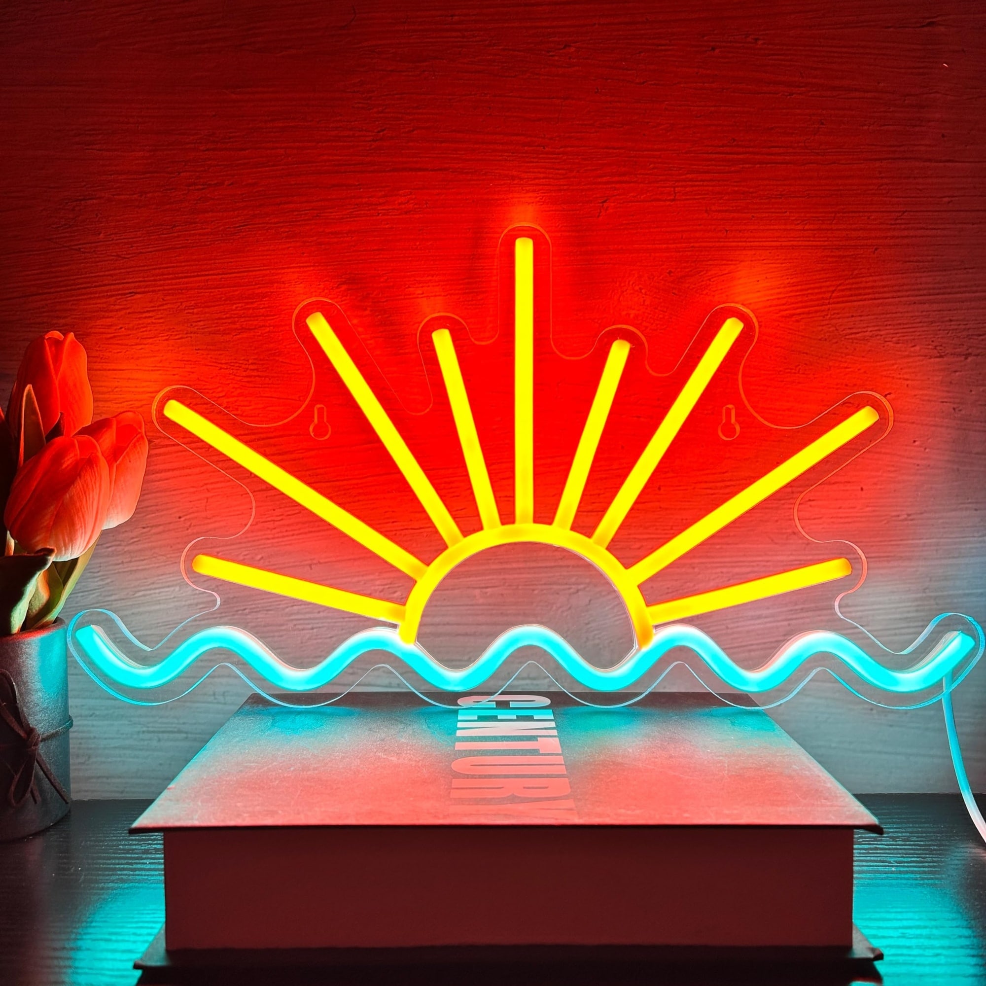 Lukvuzo  Sunset Neon Sign LED Wall Decor USB Powered Dimmable Acrylic Light for Bedroom Living Room Beach Bar Party Man Cave Easy Install Soft