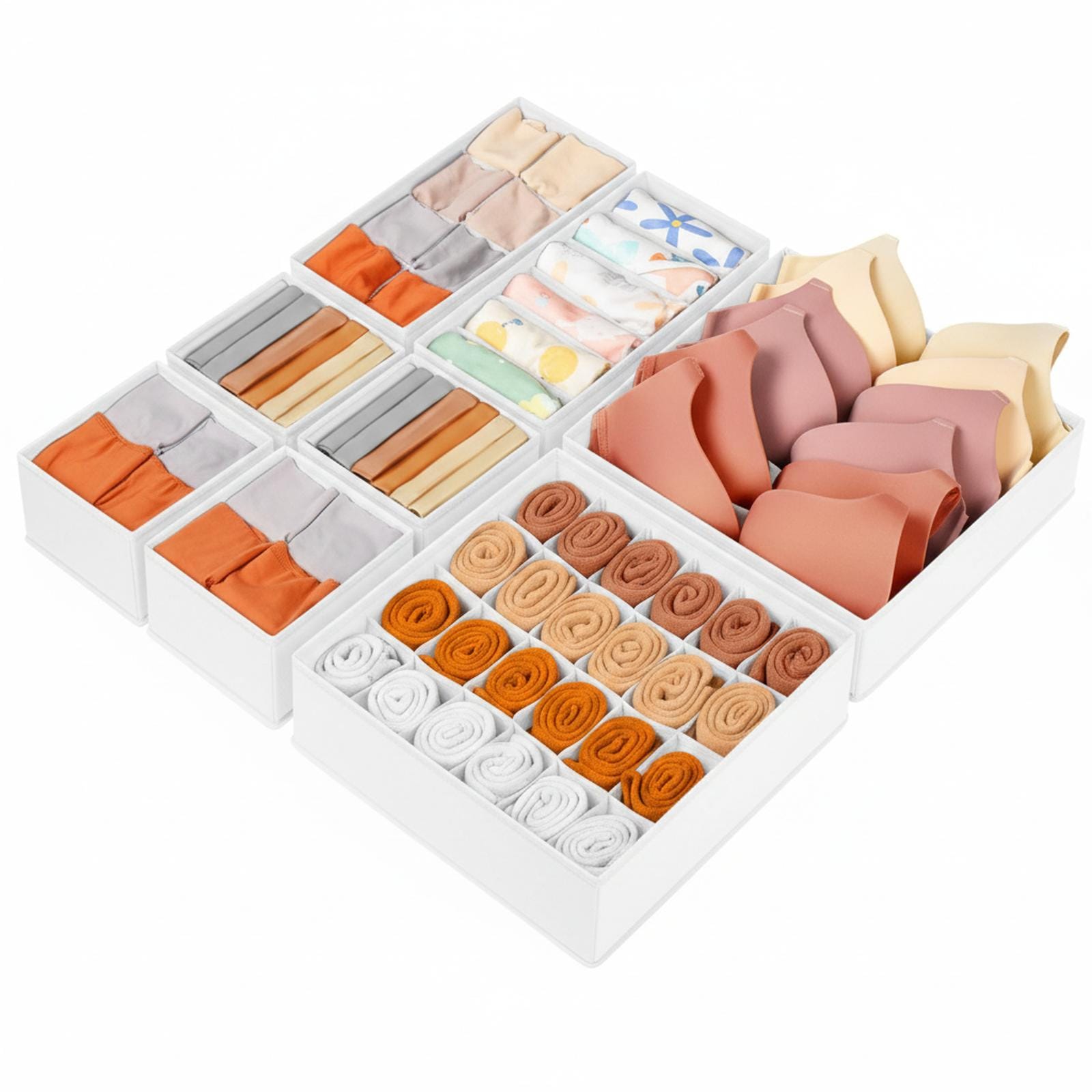Baginizer Drawer Organizer Clothes 8 Pack Dresser Bins For Underwear Sock Fabric Closet Organization And Storage Dividers Bedroom 48 Compartments #BAGINIZER001123
