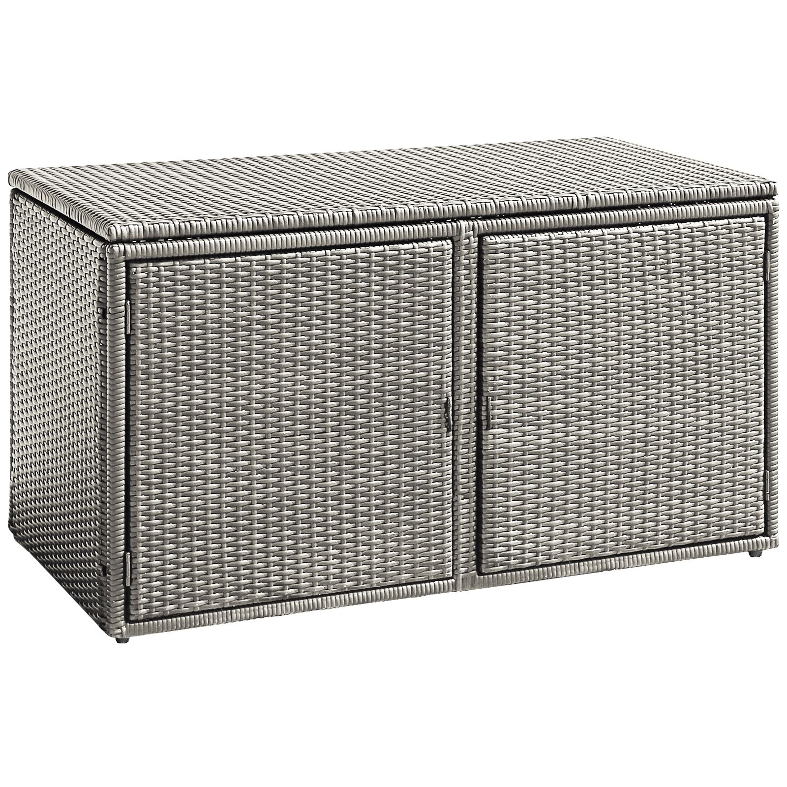 Slickblue D-CO-RG26826WH 45-In x 23.5-In 88-Gallon Rattan Steel Deck Box with Shelves and Lift-Top Lid - Multiple Color Option