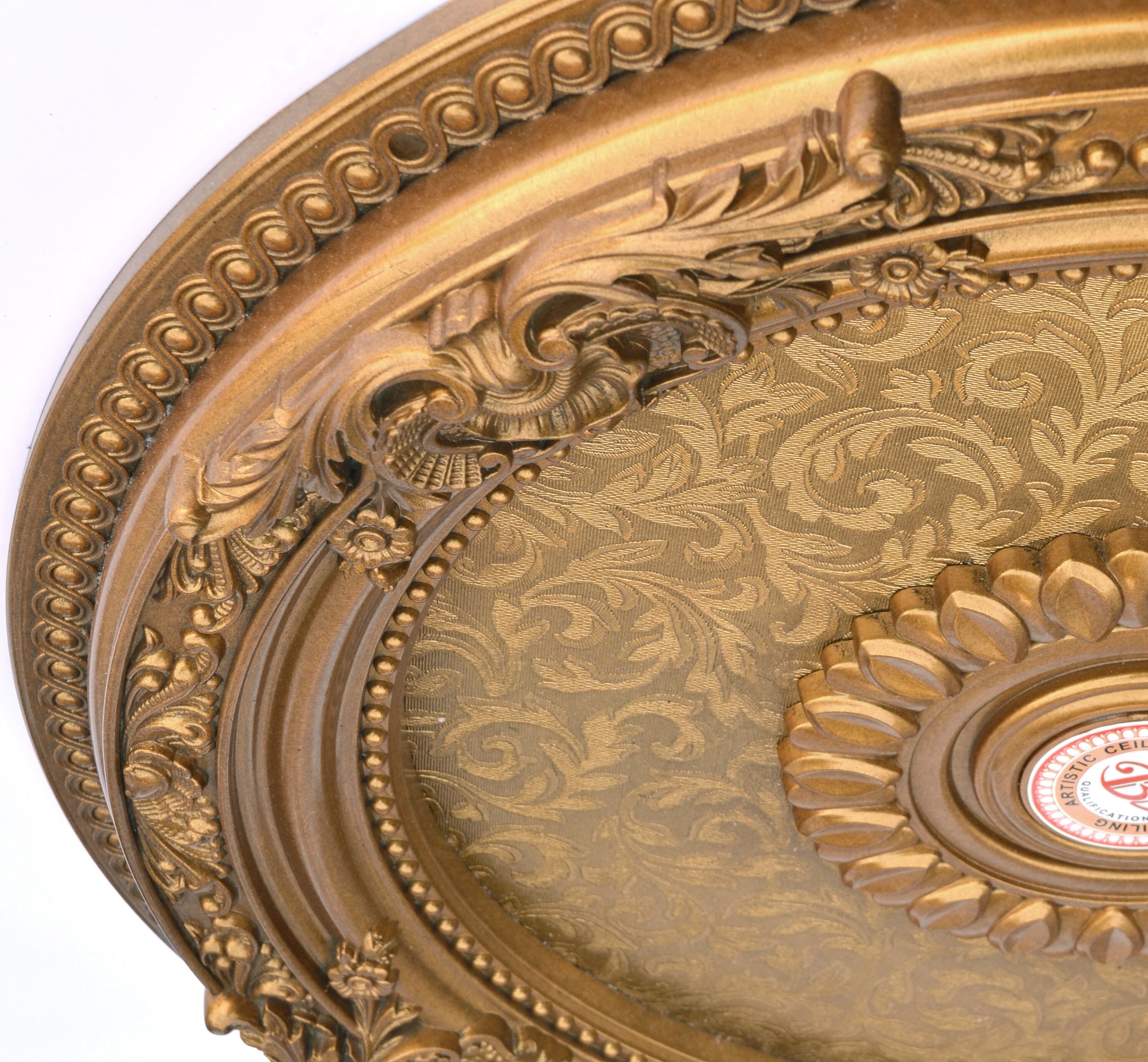 Golden Floral Polystyrene Ceiling Medallion, 24 Inches