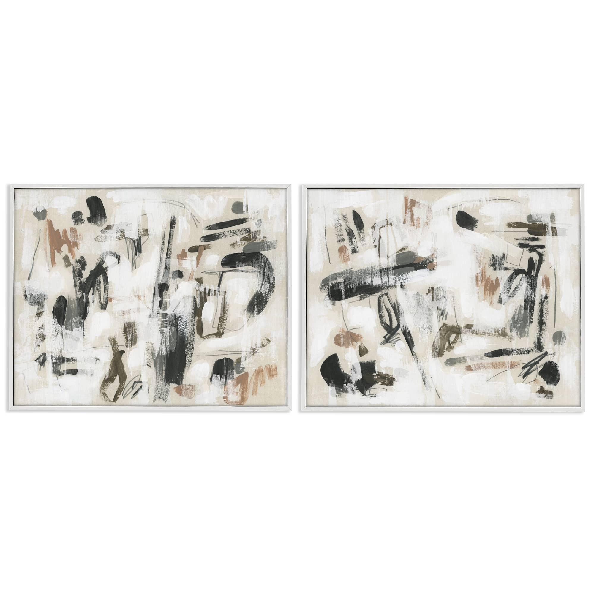 Stupell Industries B2-764-WFR-2PC-16X20 Neutral Earth Tones Abstraction 2 Piece White Framed Giclee Art Set By June Erica Vess 20 x 16