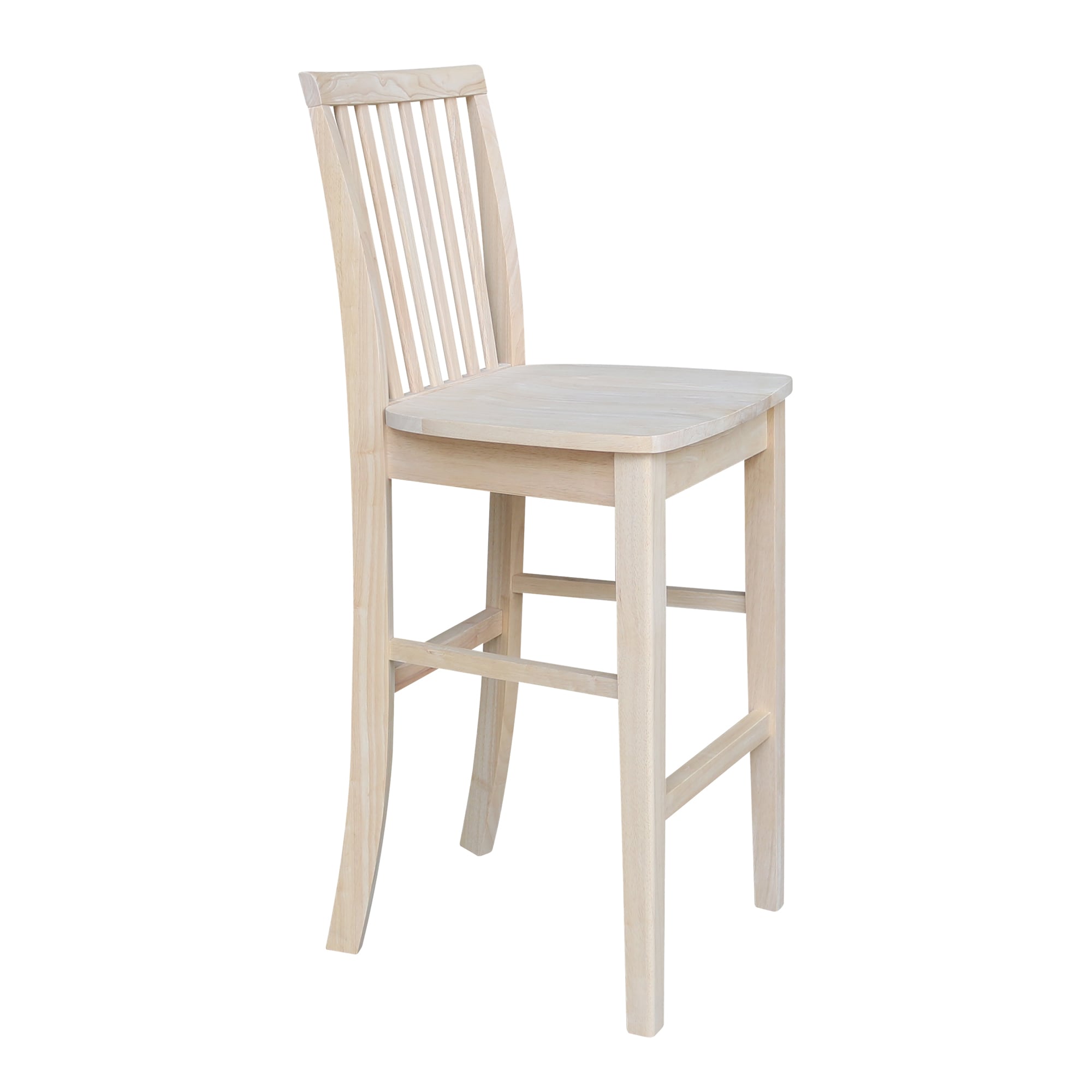 Parawood Mission Style Bar Height Stool, Unfinished Brown