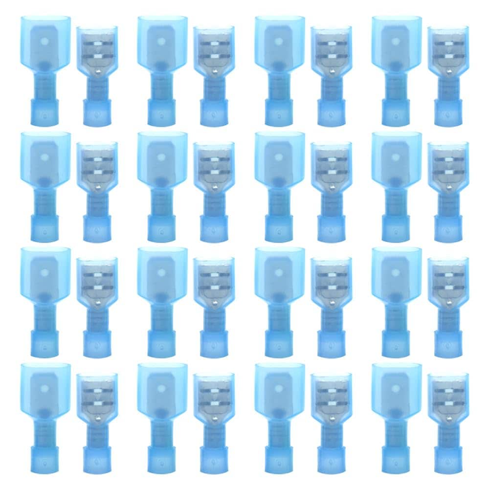 Anqtovp 100 Pieces Nylon Fully Insulated Male Female Spade Wire Crimp Connectors Quick Disconnects Wire Terminals Connector Assortment Kit AWG 16 #LAN0820N031