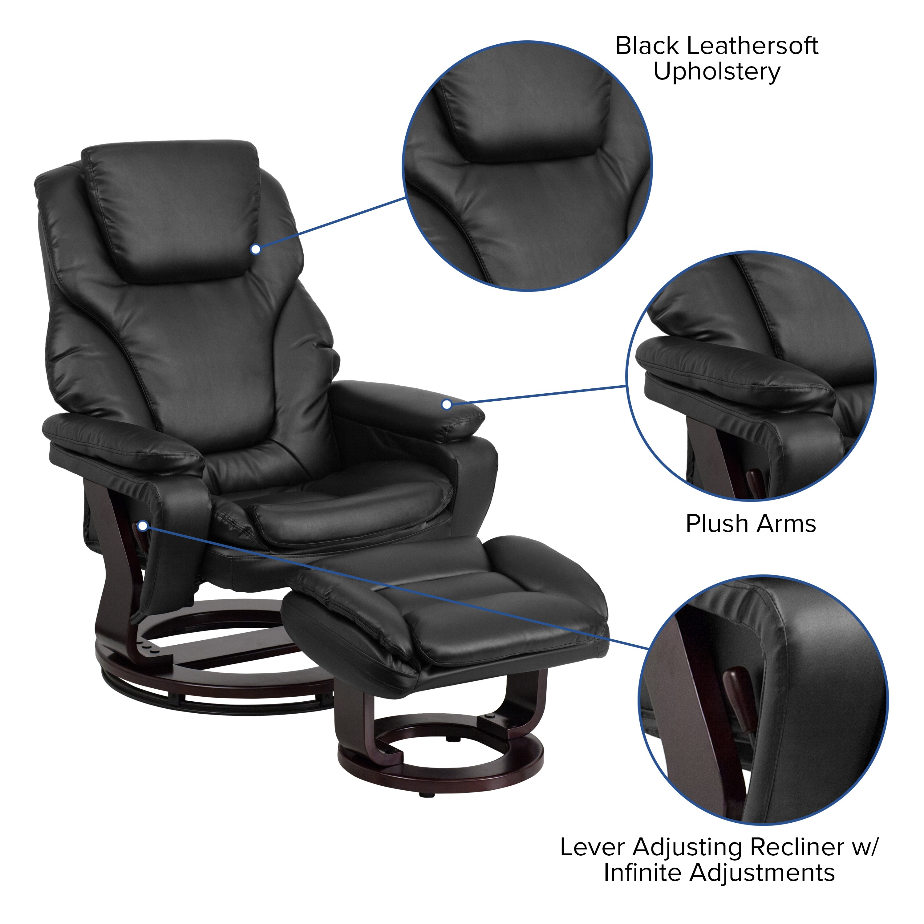 Microfiber Adjustable Recliner Chair with Footrest Extension