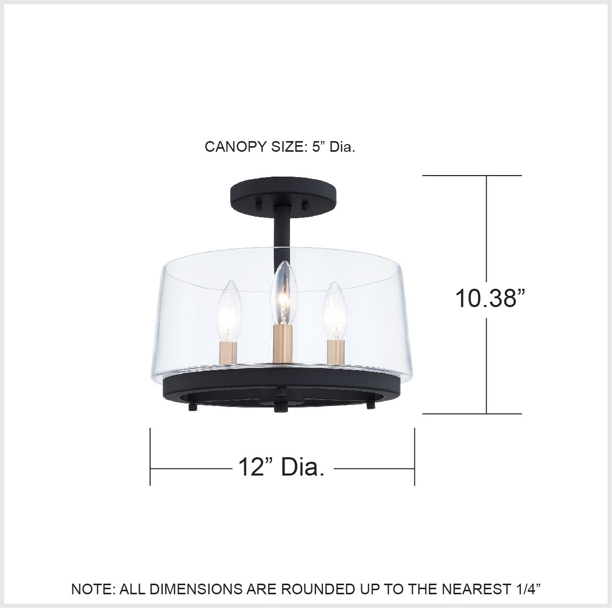 Quoizel Henderson 1-Light 12.375-in Black Semi-Flush mount light