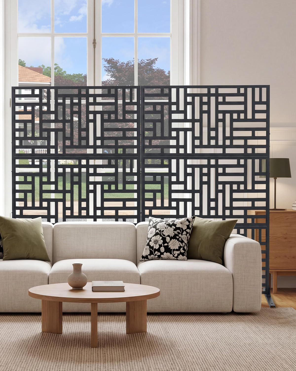 IdealHouse Metal Privacy Screen 48 in W x 75 in H Outdoor Freestanding ...