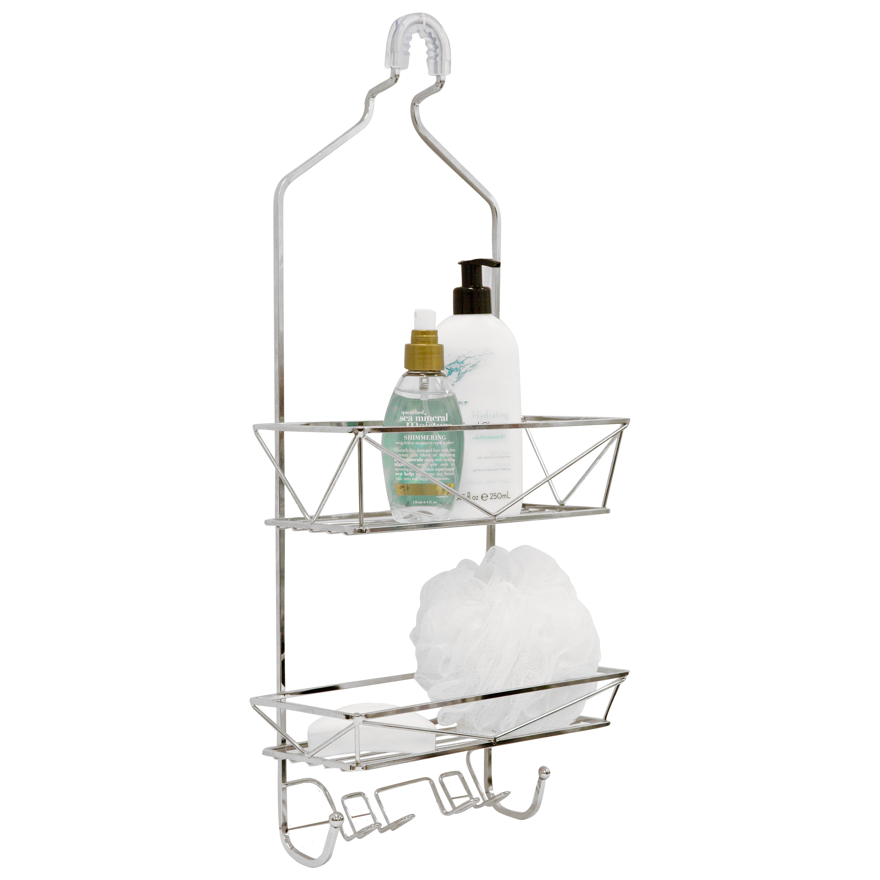 Bath Bliss Gray Plastic 2-Shelf Over The Showerhead Hanging Shower Caddy  4.53-in x 11.02-in x 20.87-in in the Bathtub & Shower Caddies department at