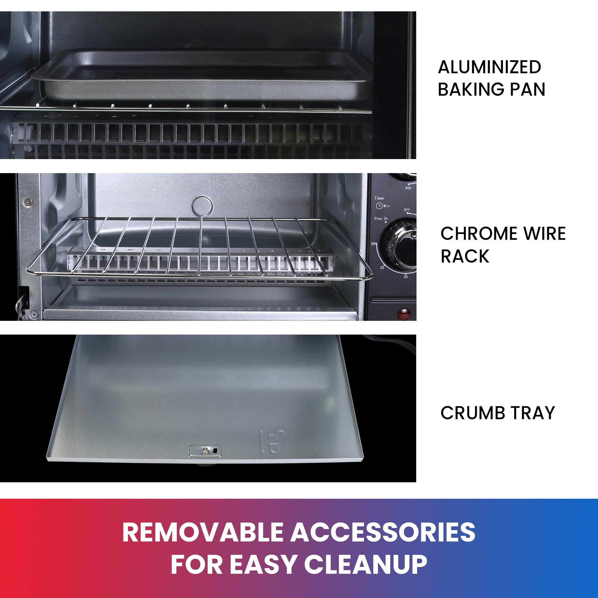 Courant Toaster Oven Aluminized Baking Pan+Removable Tray+Temperature  Controls