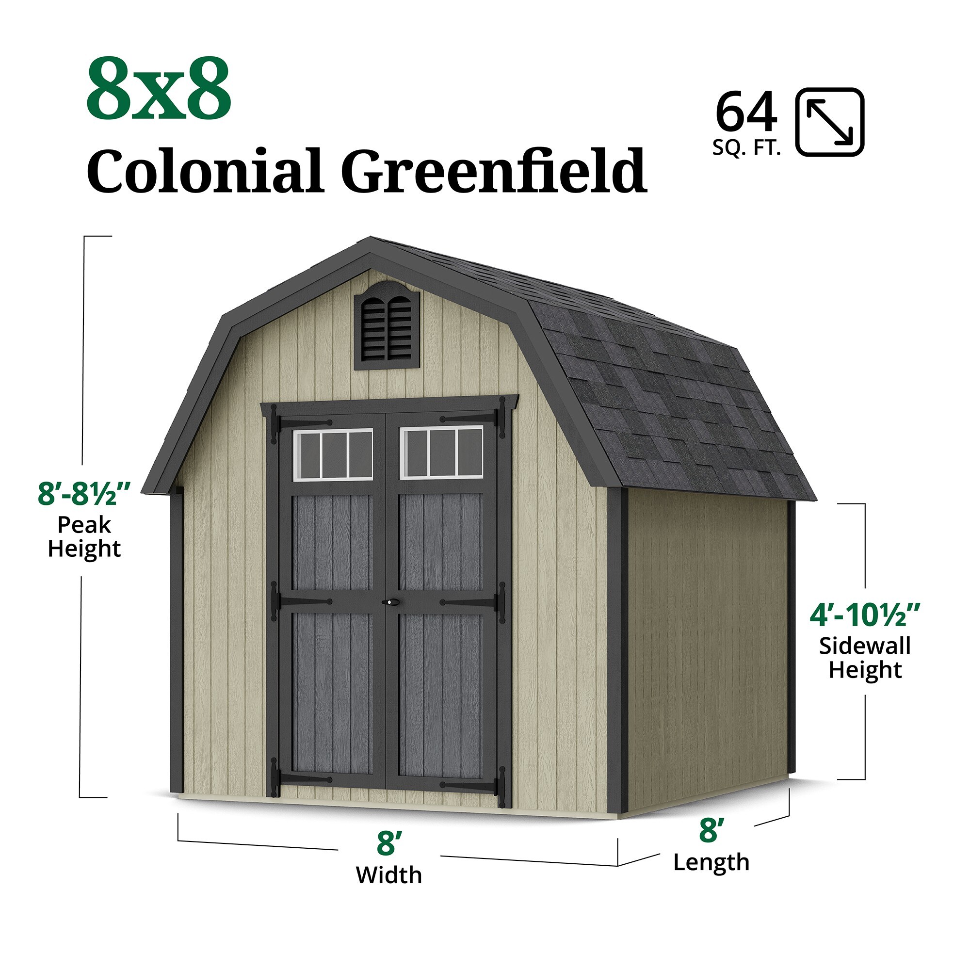 Little Cottage Co 8X8 GCGS-PC-FK Wood-Storage-Buildings - View #3