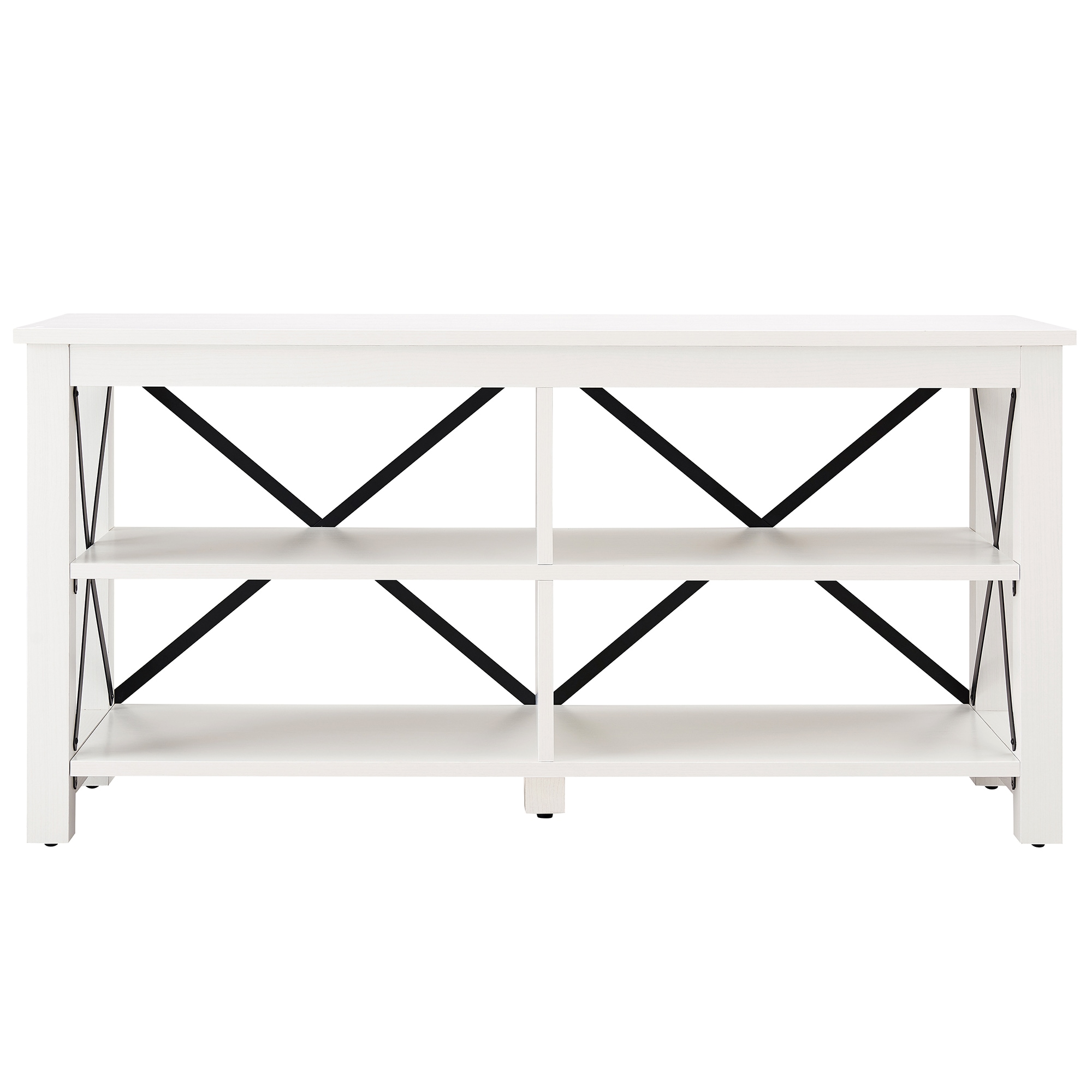 Sawyer Modern Farmhouse 55" White TV Stand with X-Shaped Accents