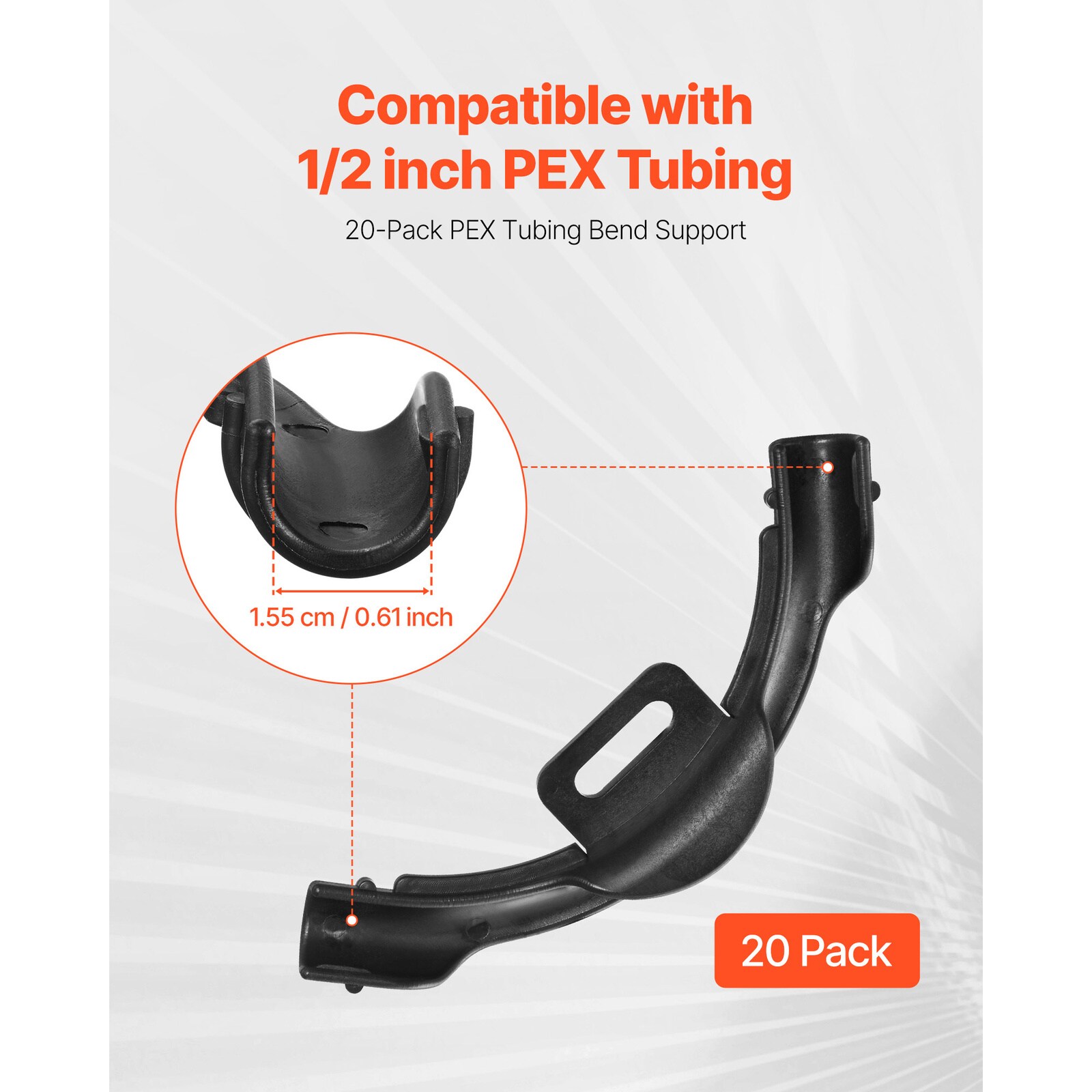Mecale 20-Pack 90 Degree PEX Bend Support for 1/2 in PEX Pipe PA66 ...