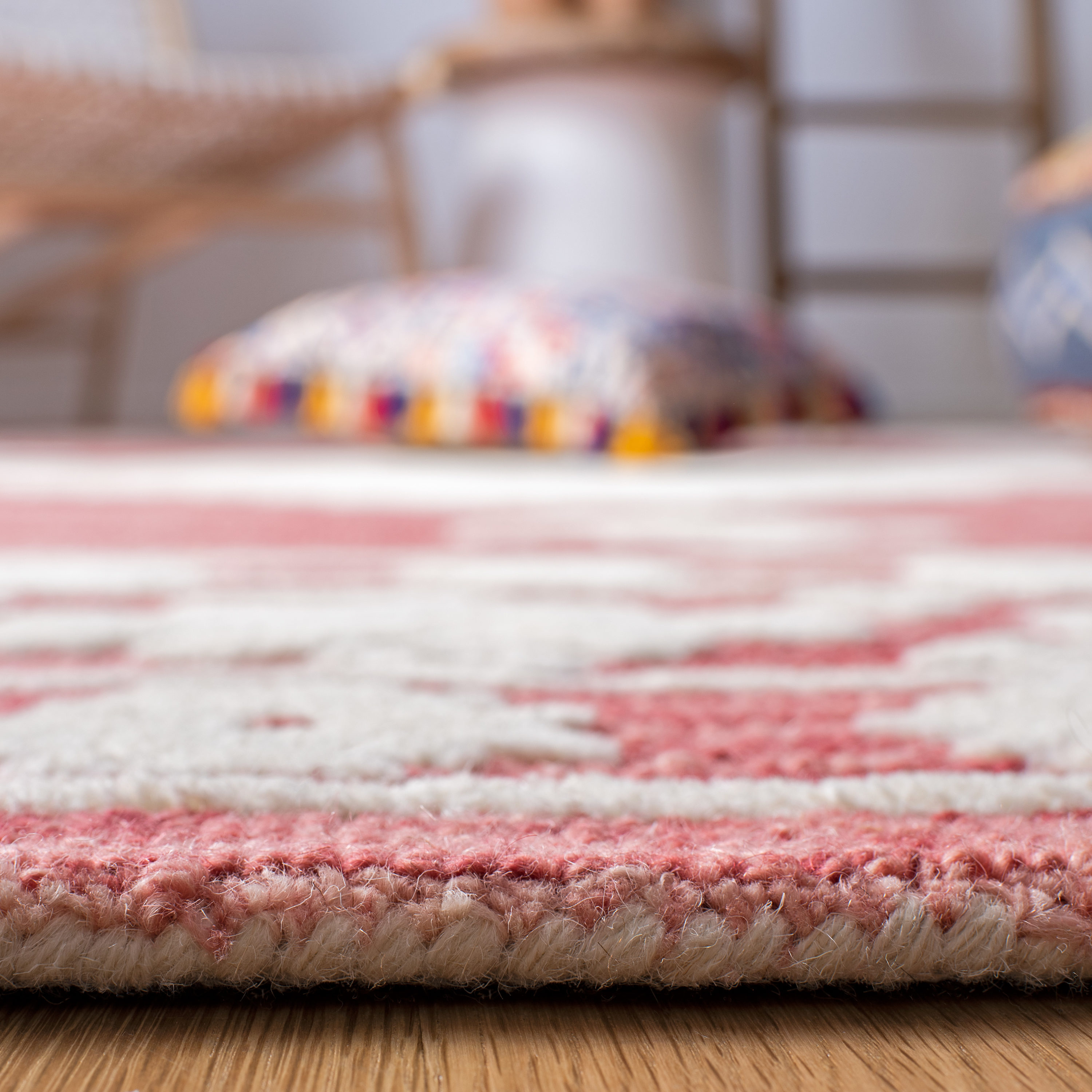 Ivory and Rust Handmade Tufted Wool Area Rug 9' x 12'