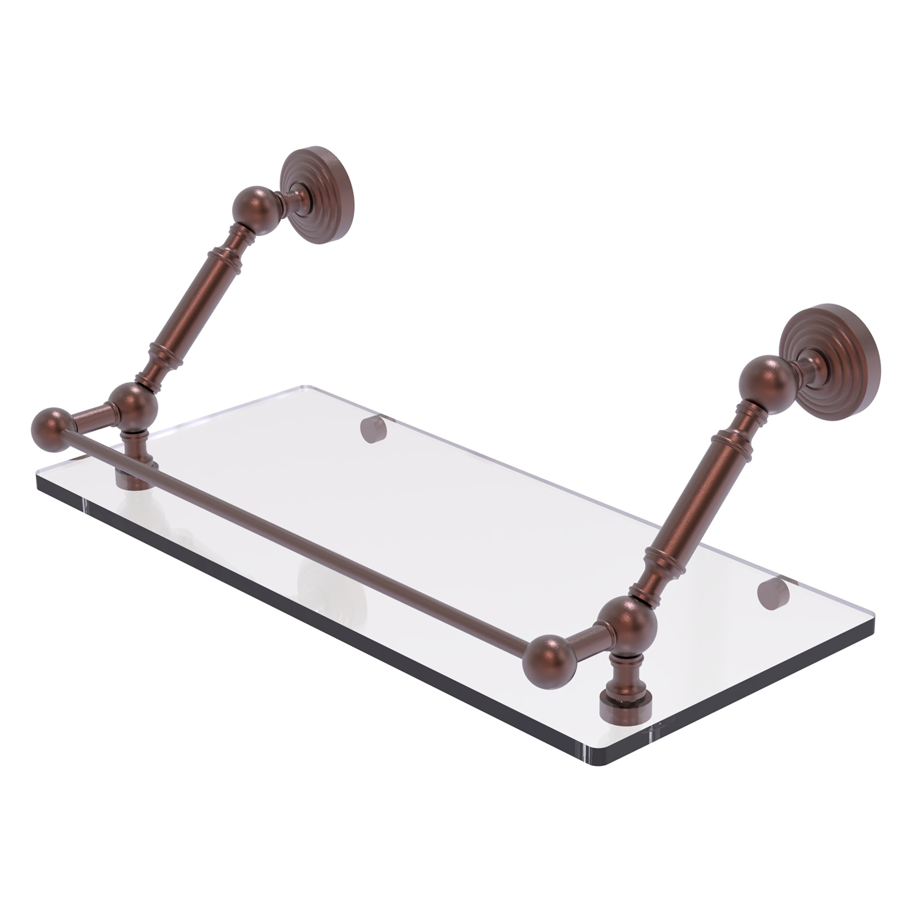 Waverly Place Collection Paper Towel Holder with 16 Inch Glass Shelf in  Antique Brass