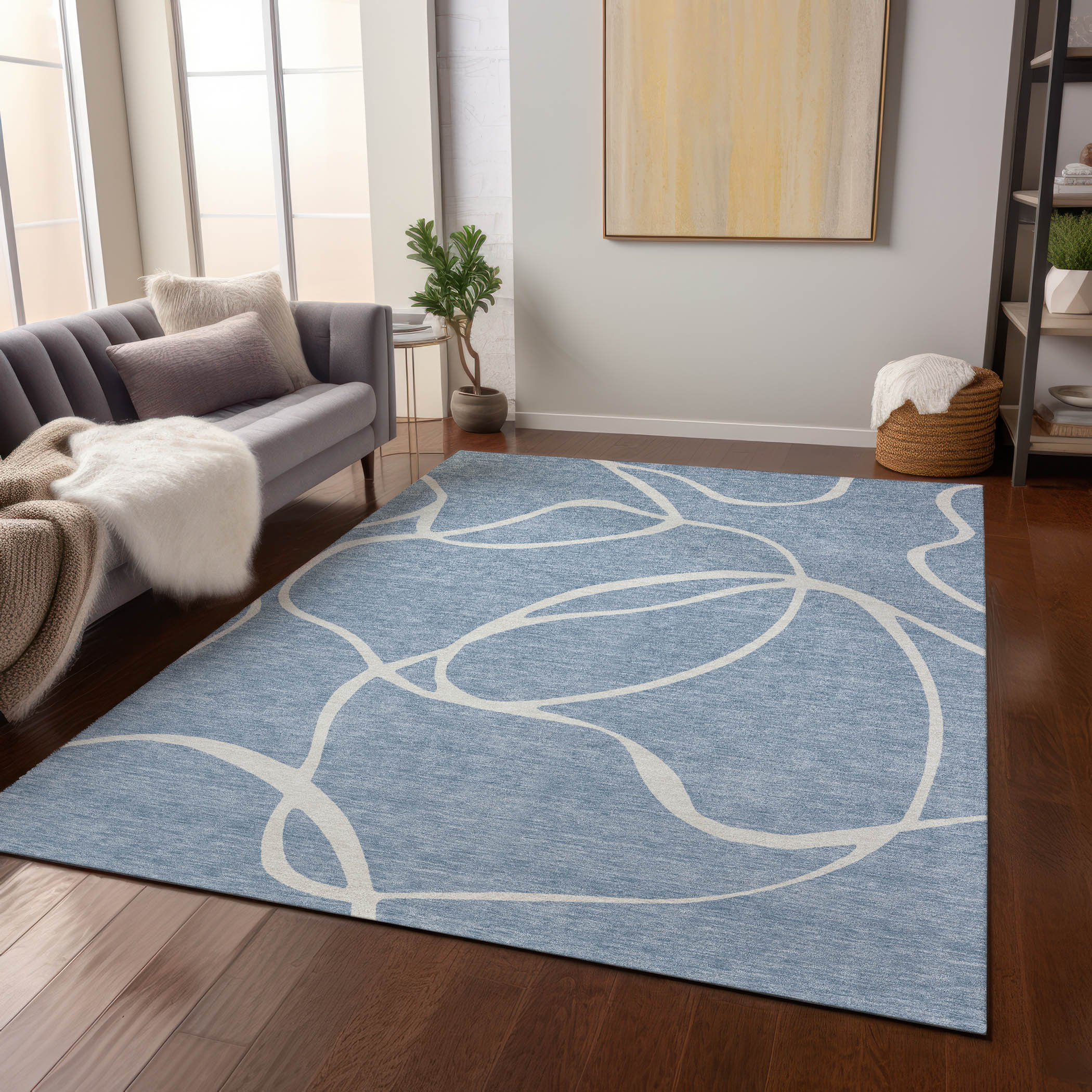 Addison Rugs ACN999DN3X5 Chantille ACN999DN 3 x 5 (ft) Denim Rectangular Indoor/Outdoor Geometric Pet Friendly Area rug