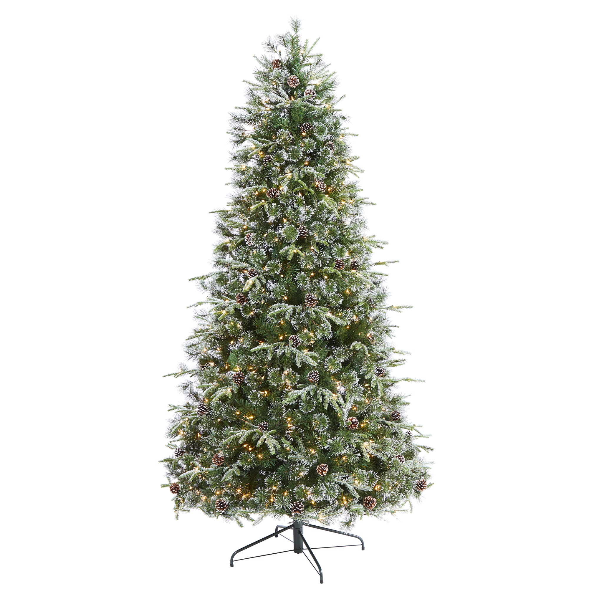 Nearly Natural T1862 7.5-ft Pine Pre-lit Flocked Artificial Christmas Tree with White LED Lights