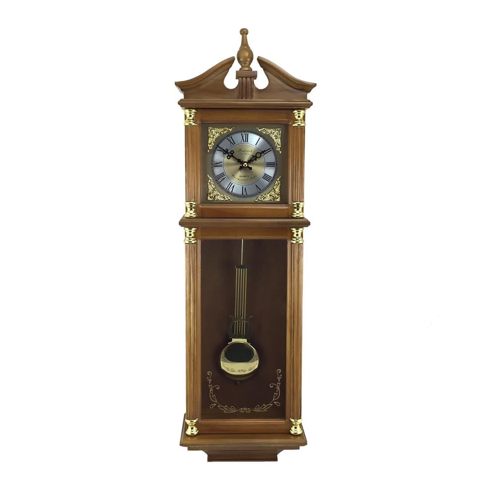 Pendulum Wall Clock Battery Operated - Hanging Grandfather Wall Clock with  Pendulum - Quiet Wood Pendulum Clock - Decorative Wooden Wall Clock for