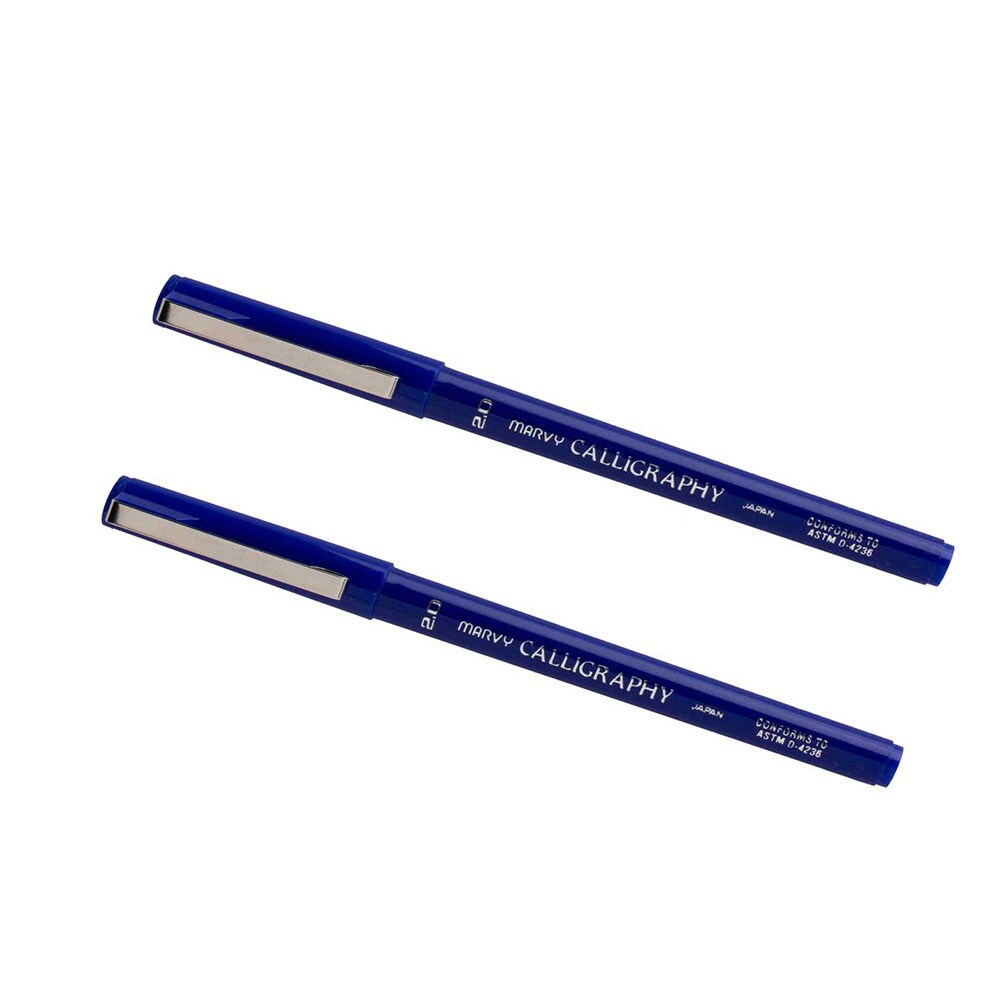 JAM Paper Calligraphy Pen Set, 2.0 mm, Blue Markers, 2/Pack in the