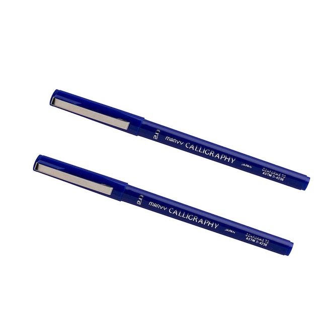 Jam Paper Calligraphy Pens, 2.0 mm, Blue, 2/Pack