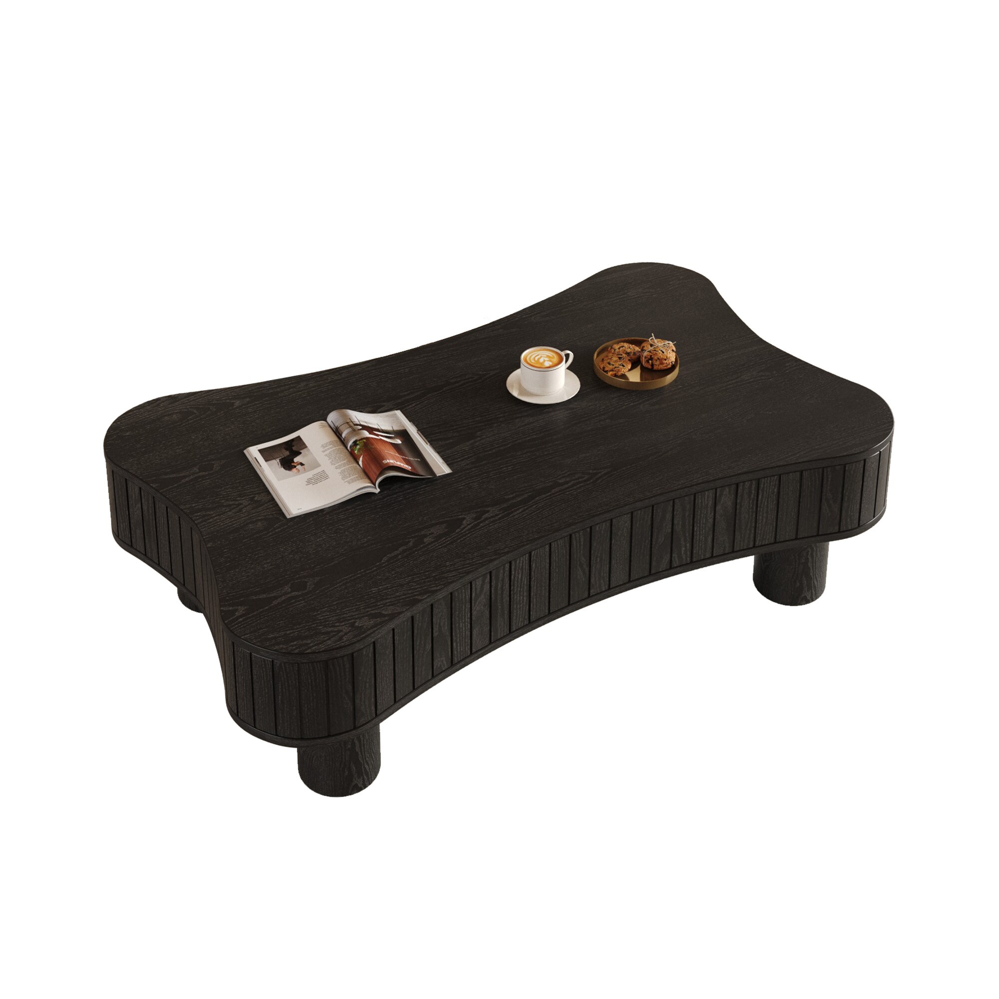 GDFStudio Black 42 Inch Lift Top Coffee Table with Fluted Panel Hidden ...