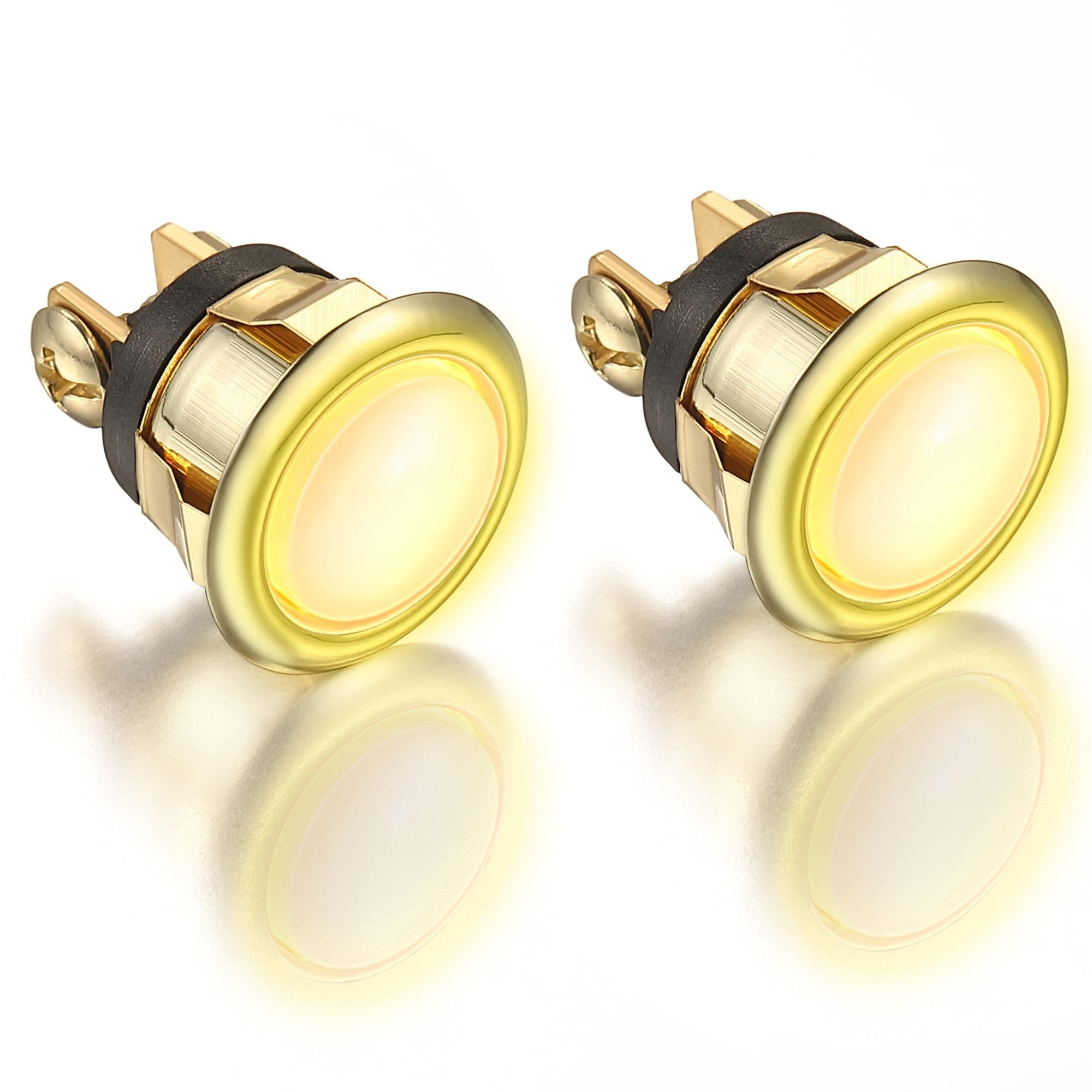 AKSCYZM  Lighted Doorbell Button Replacement Pack of Two Wired Doorbell Button Push Kit Round Rim Gold Yellow Light durable home and garden