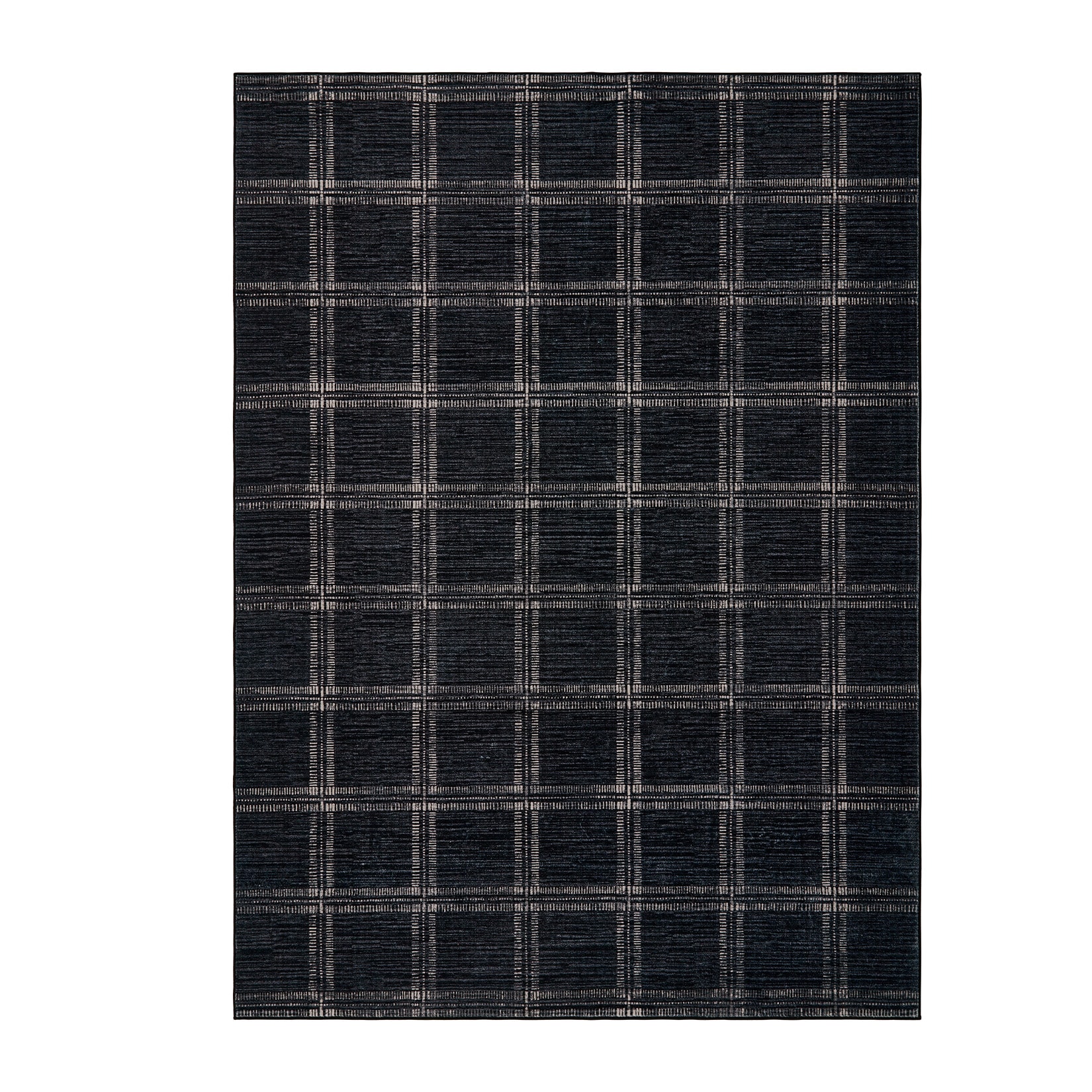 Garvee - 5 x 7 ft Black Machine Washable Indoor Modern Geometric Checkered Soft Non Slip Rectangu...
