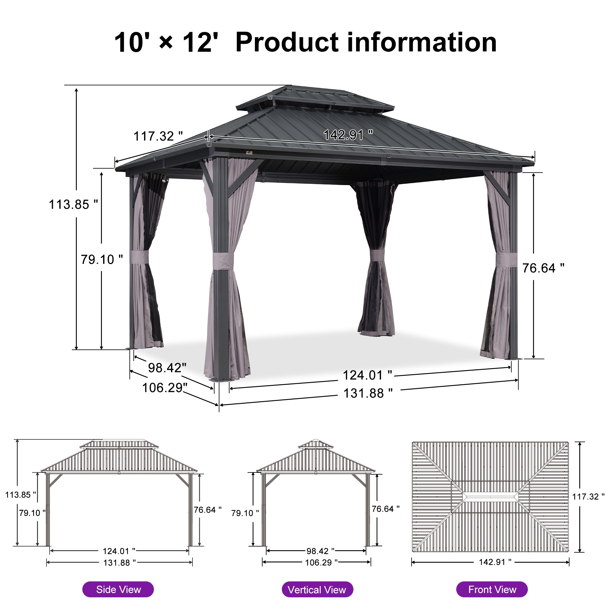 PURPLE LEAF LS04JJG1012 Wood-Resin-Gazebos - View #13
