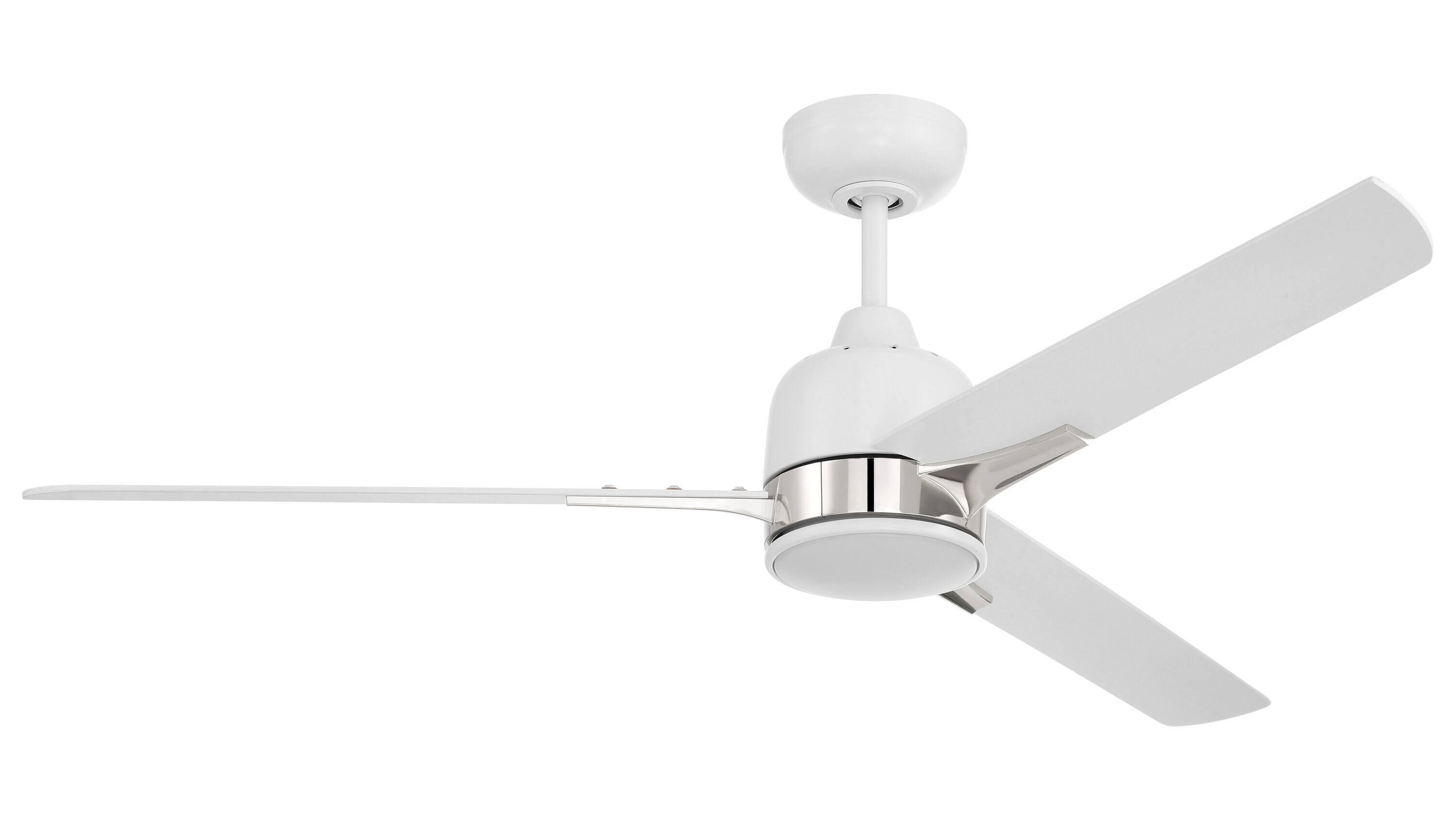 Craftmade FUL52WPLN3 Fuller 52-in White/Polished Nickel with White Blades Ceiling Fan With Light ( 3 -Blade )
