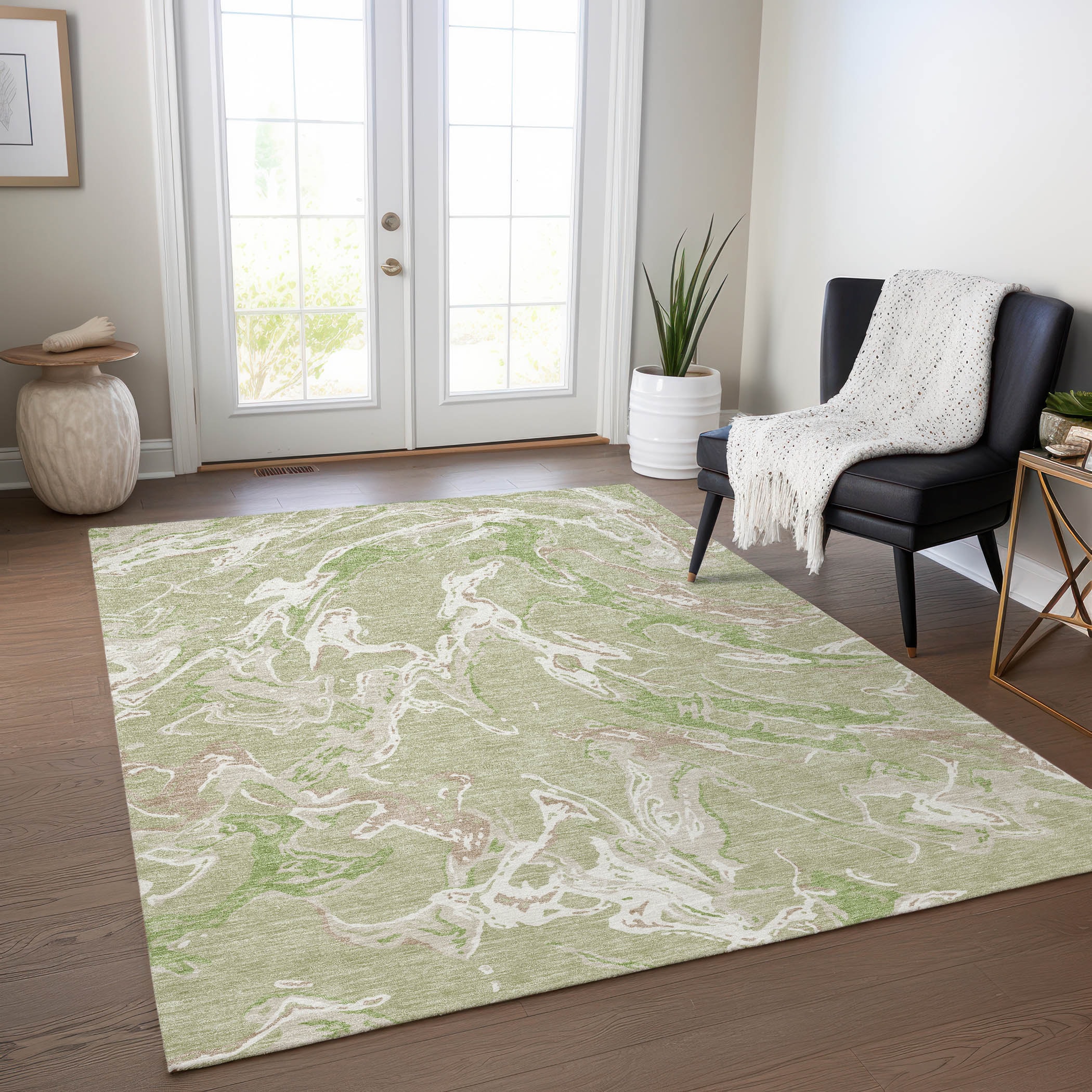 Addison Rugs ACN1035AL30X46 Chantille ACN1035AL 2 x 3 (ft) Polyester Aloe Rectangular Indoor/Outdoor Geometric Machine washable Area rug