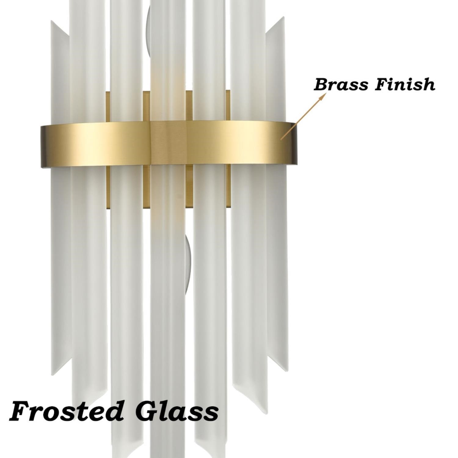 Modern Gold Crystal Frosted Glass Wall Sconces Set of Two