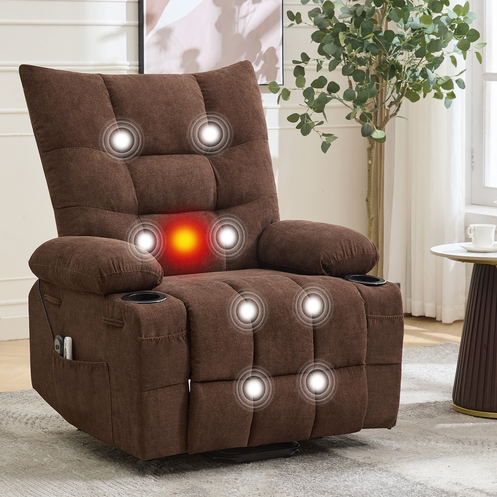 Qeetex Oversized Power Lift Recliner Chair with Massage and Heat Swivel Rocker Recliner