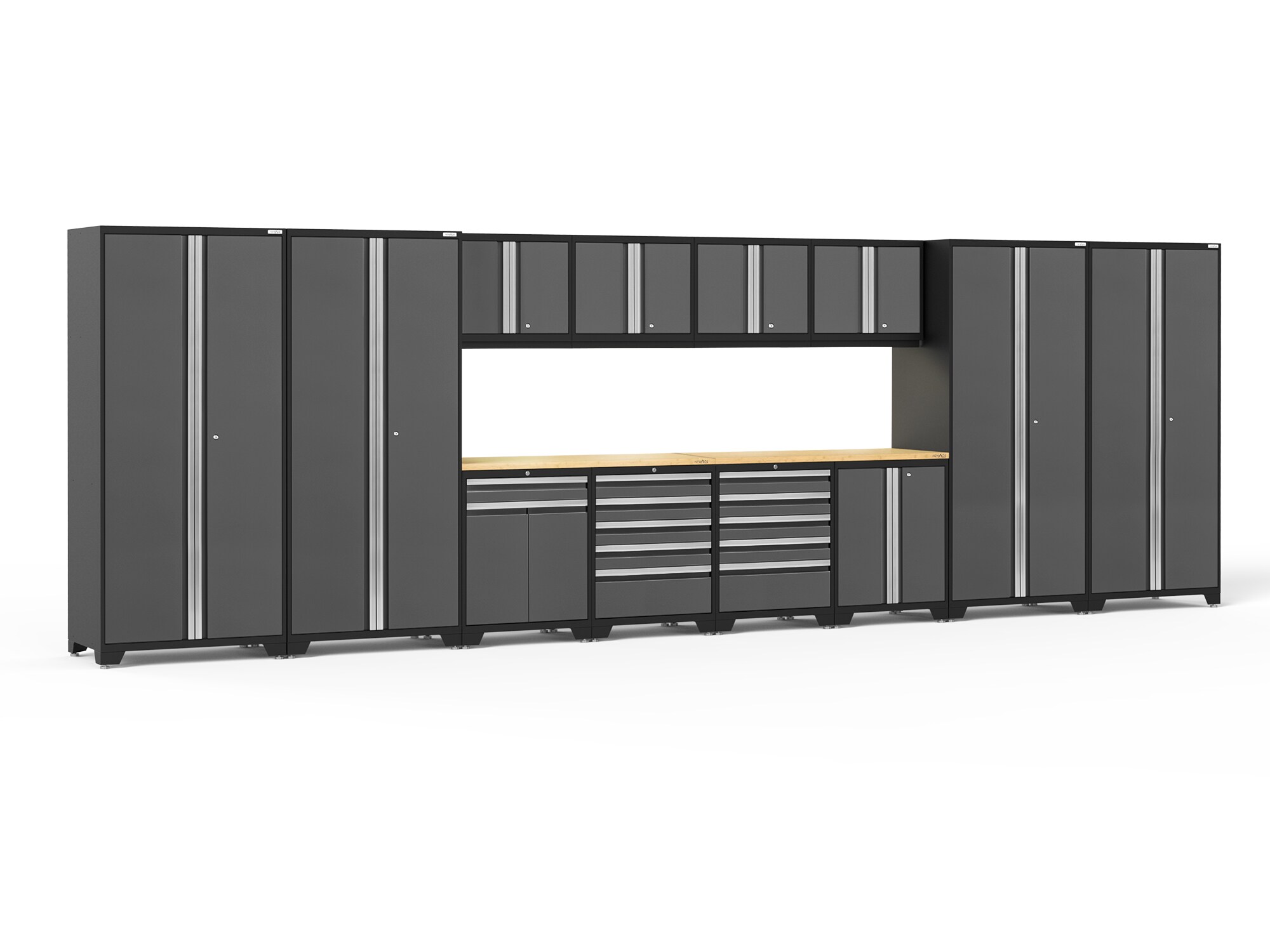 NewAge Products 52193 256.0-in W x 84.75-in H x 24.0-in D 12 -Cabinets Steel Charcoal Gray Garage Storage System