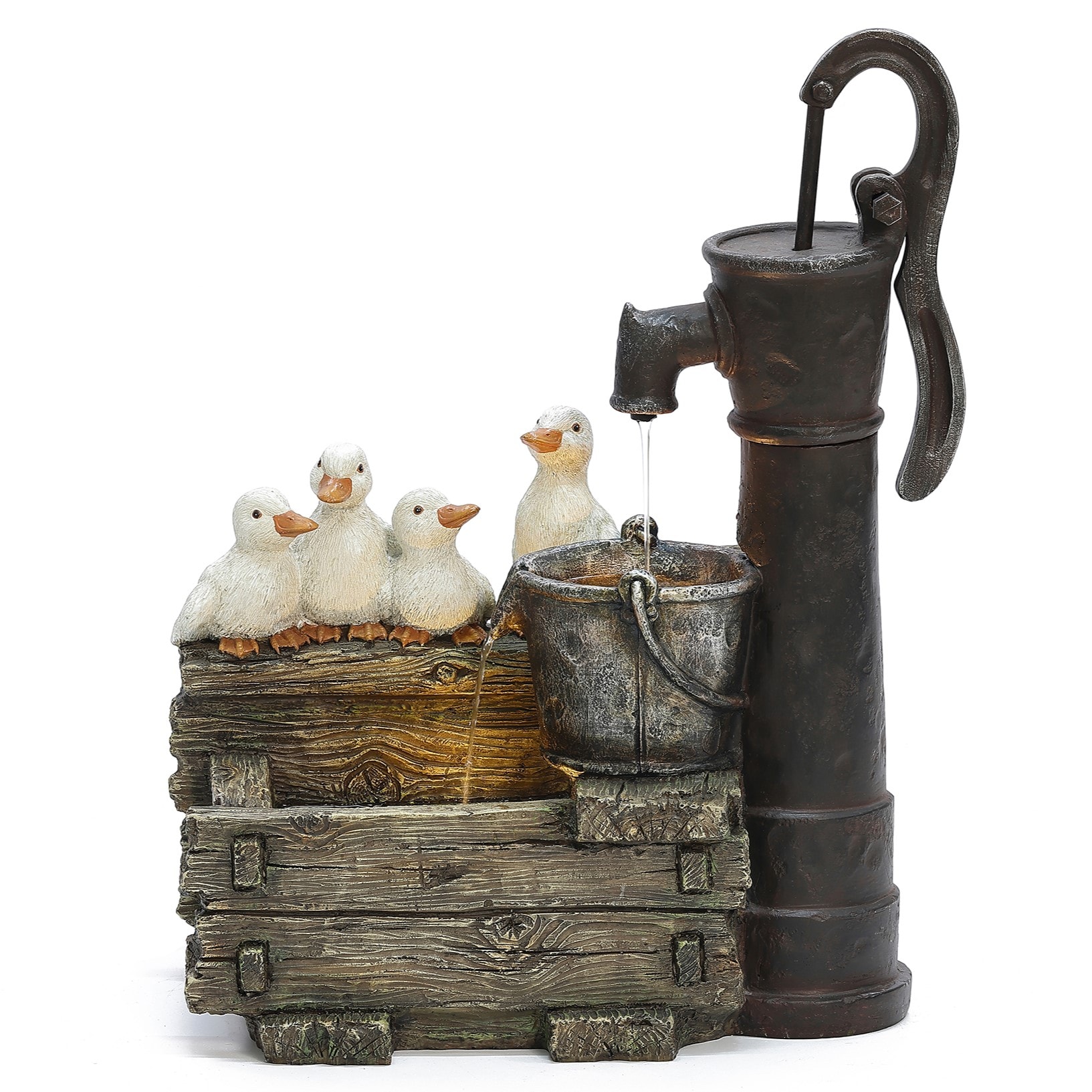 LuxenHome WHF1768 24-in H Resin Electric Powered Outdoor Fountain Statue Pump Included