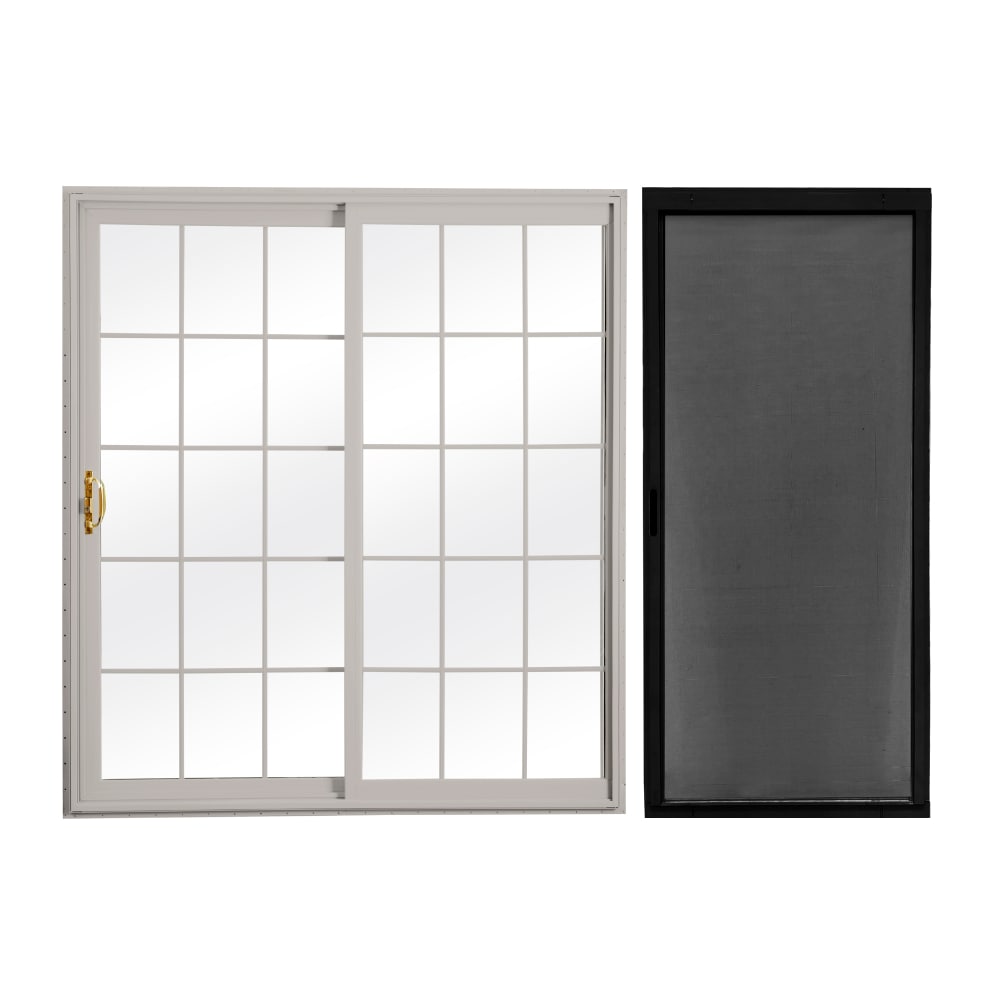RELIABILT  72-in x 80-Gray Vinyl Universal Sliding Double Patio Door with Screen