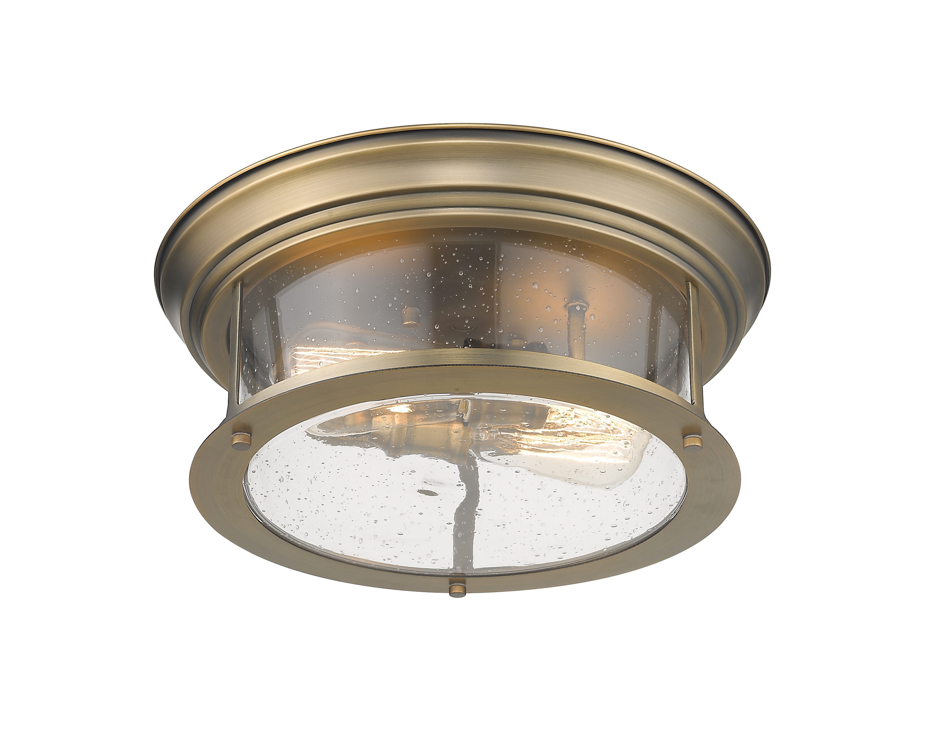 Heritage Brass 13.5" Flush Mount Light with Seeded Glass Shade