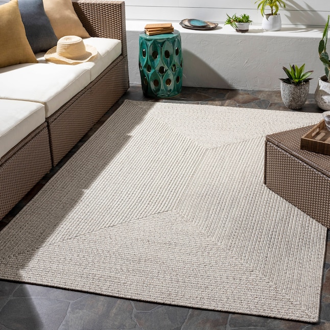 Allen Roth Providence Braided 9 X 12 Ivory Indoor Outdoor Solid Area Rug In The Rugs Department At Lowes Com