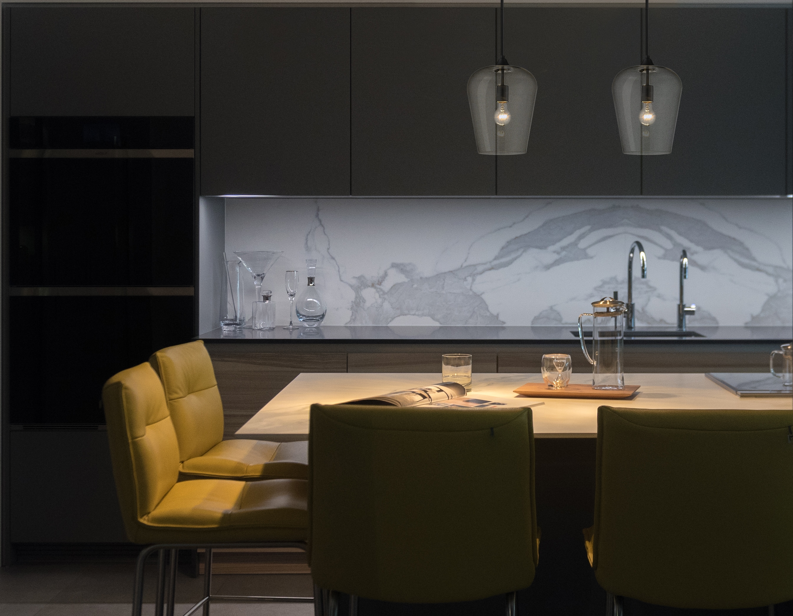Sleek Matte Black 12'' Modern Single-Light Pendant with Clear Glass Shade