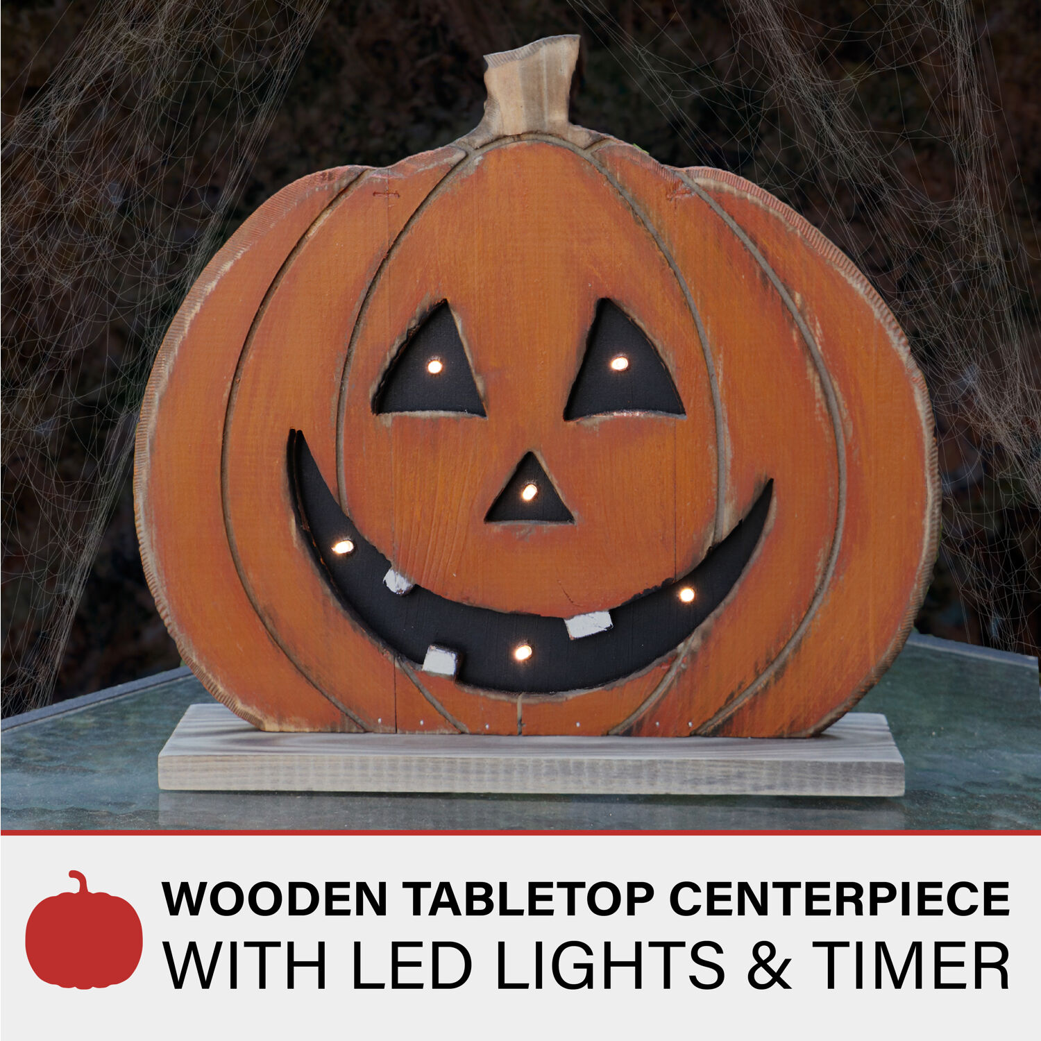 Haunted Hill Farm HHWOODPMP-1OR Table-Halloween-Decor - View #2